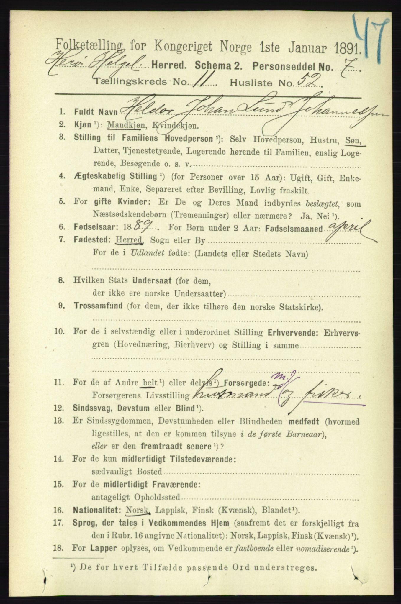 RA, 1891 census for 1818 Herøy, 1891, p. 4705