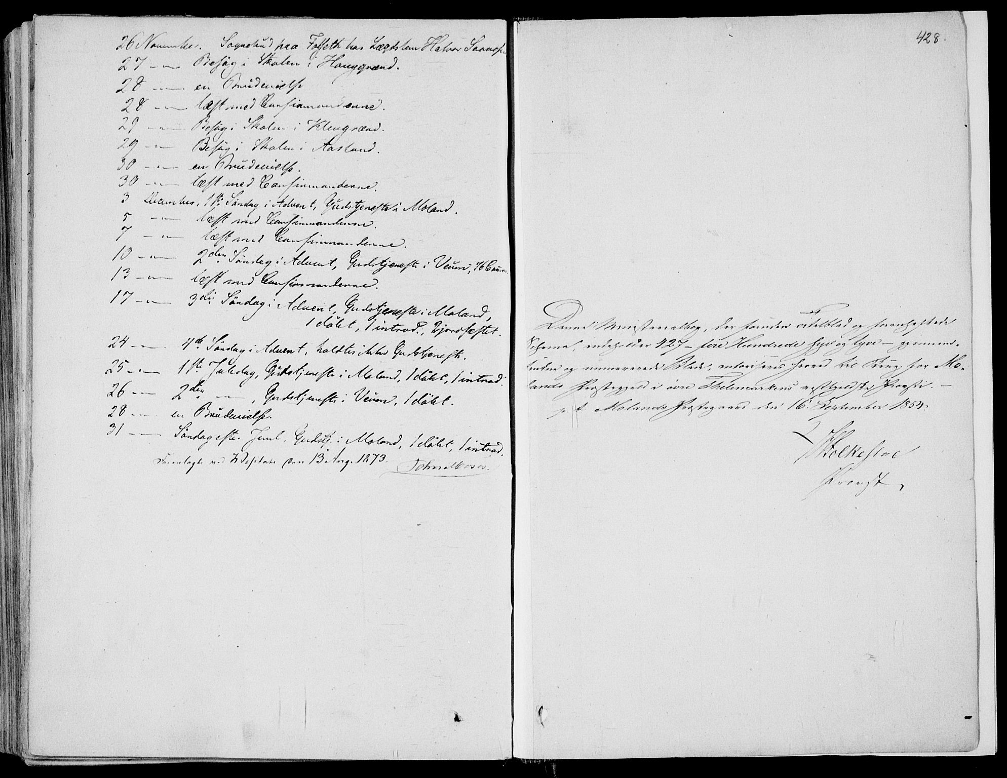Fyresdal kirkebøker, SAKO/A-263/F/Fa/L0005: Parish register (official) no. I 5, 1855-1871, p. 428