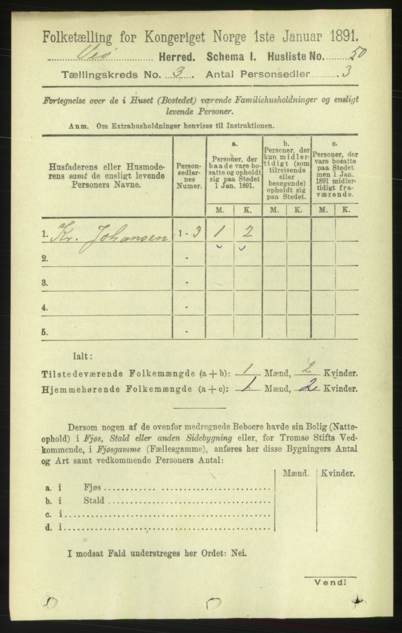 RA, 1891 census for 1541 Veøy, 1891, p. 1410