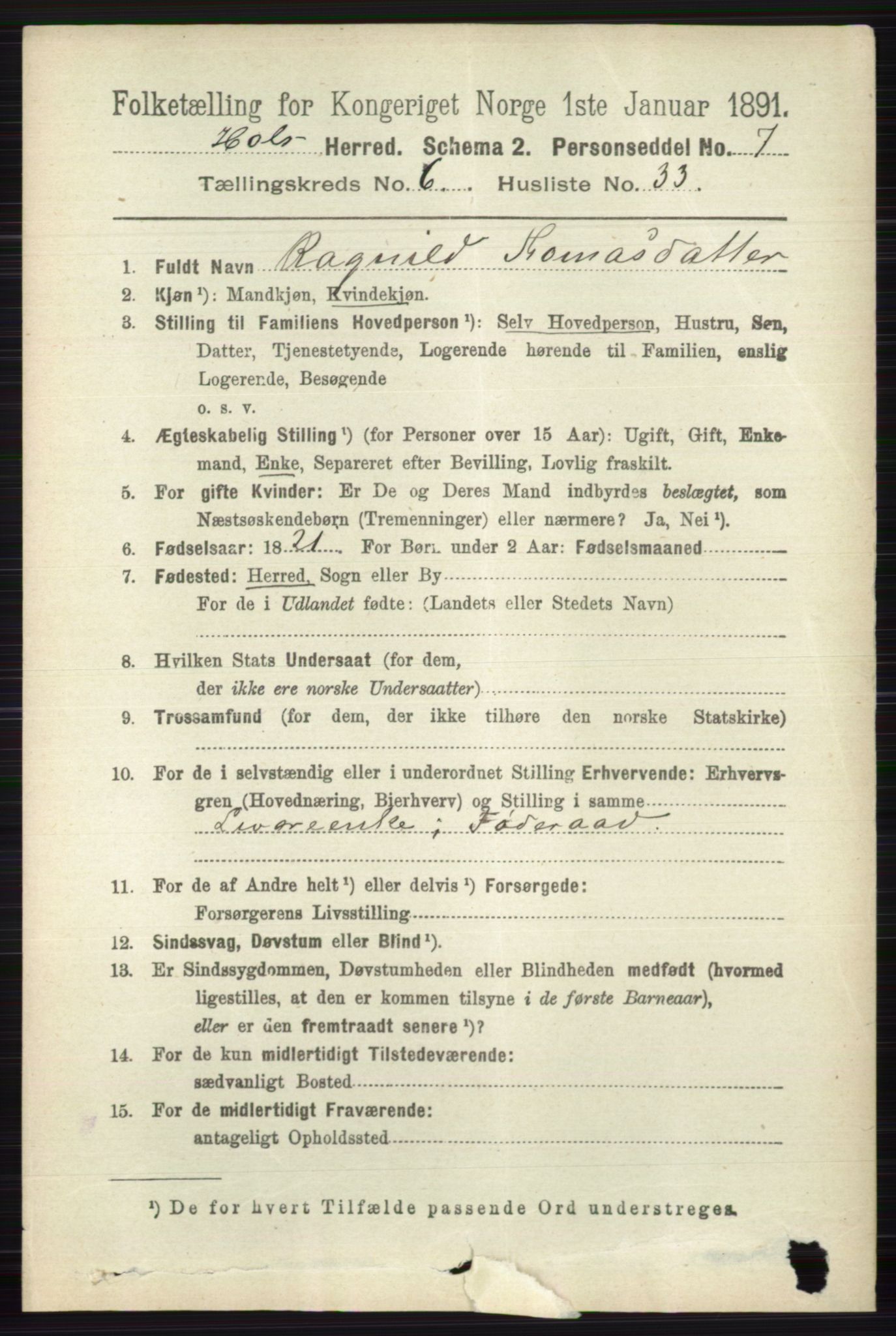 RA, 1891 census for 0620 Hol, 1891, p. 1973