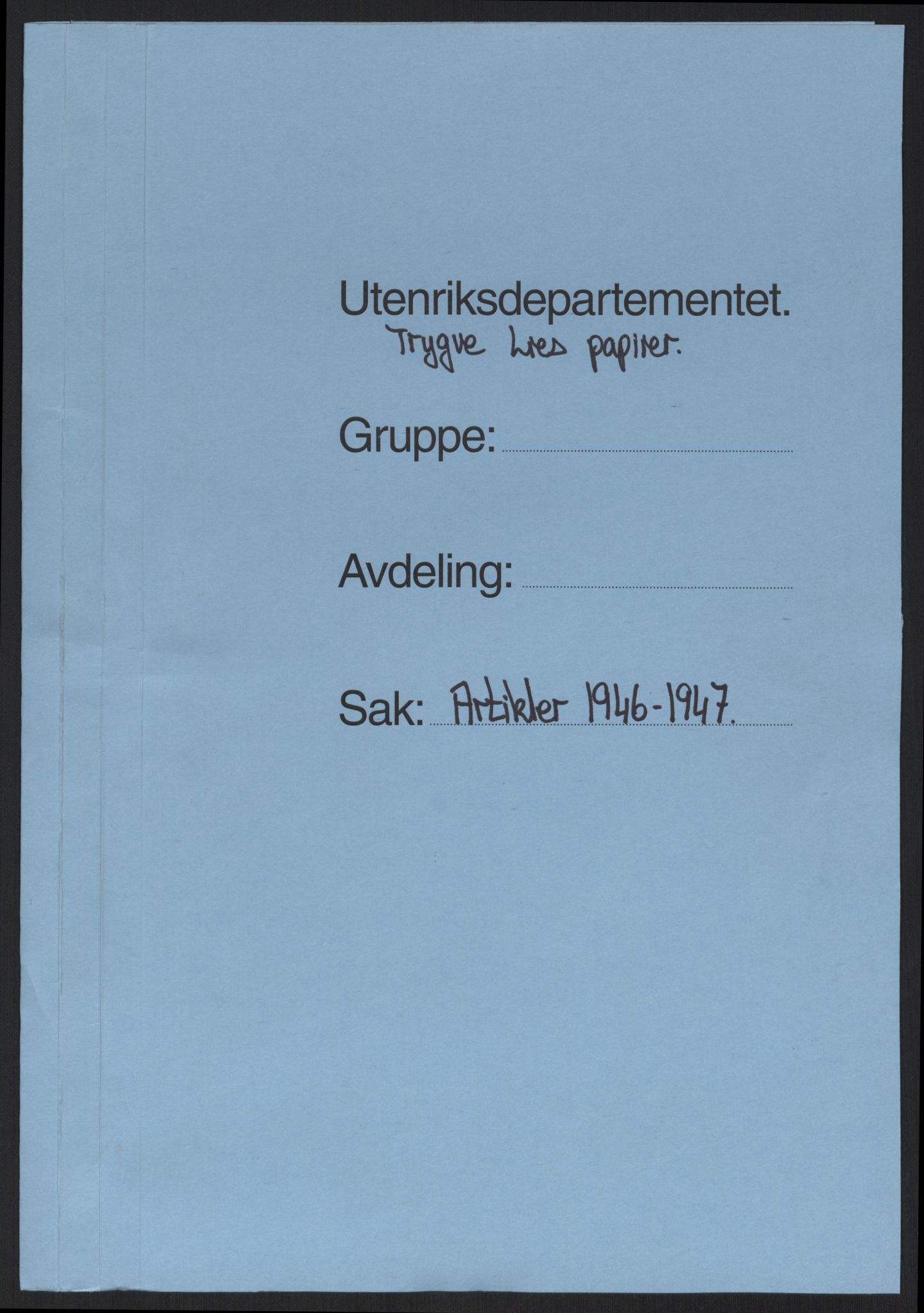 Lie, Trygve, RA/PA-1407/D/L0023: Generalsekretærens papirer., 1946-1950, p. 1