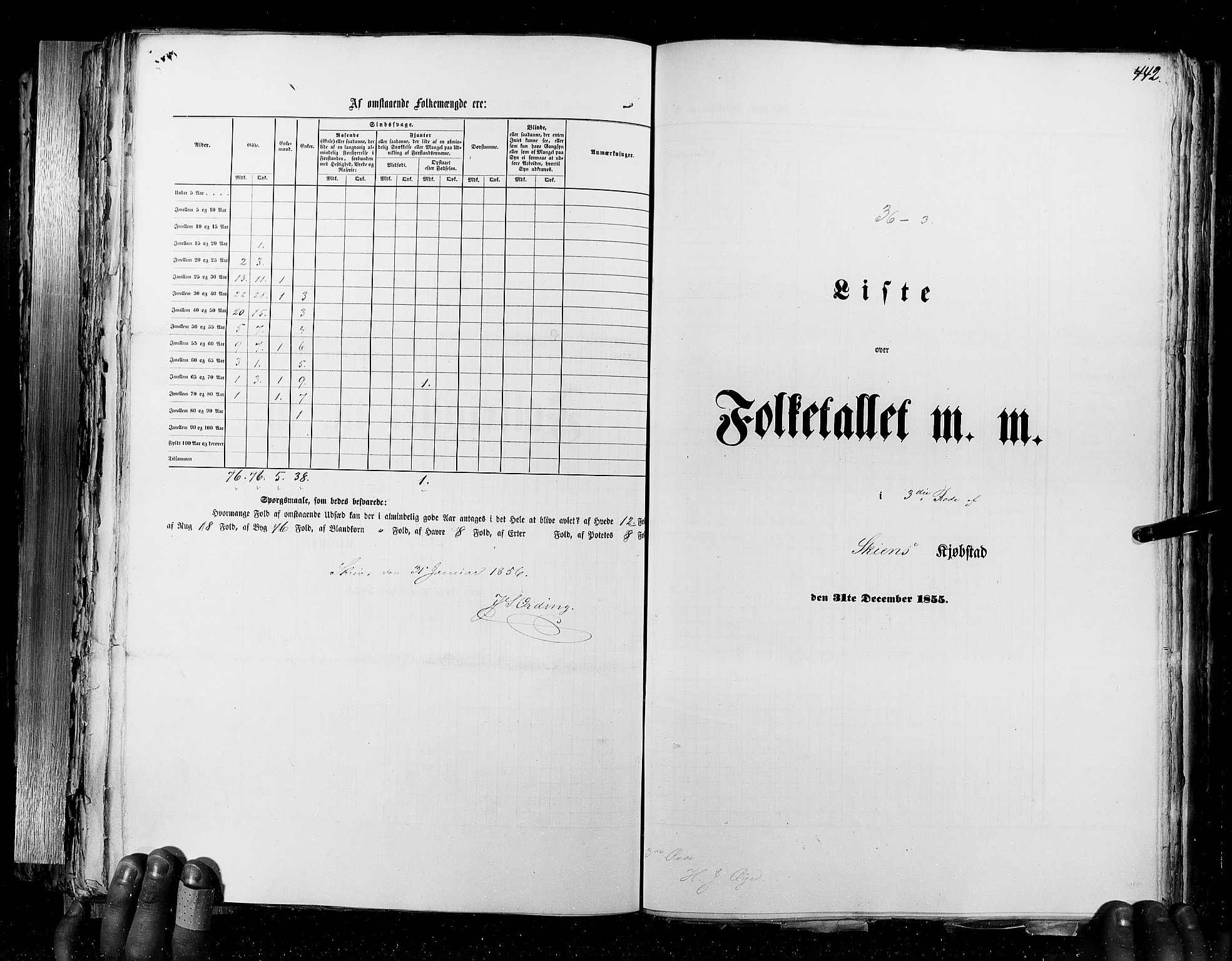 RA, Census 1855, vol. 7: Fredrikshald-Kragerø, 1855, p. 442