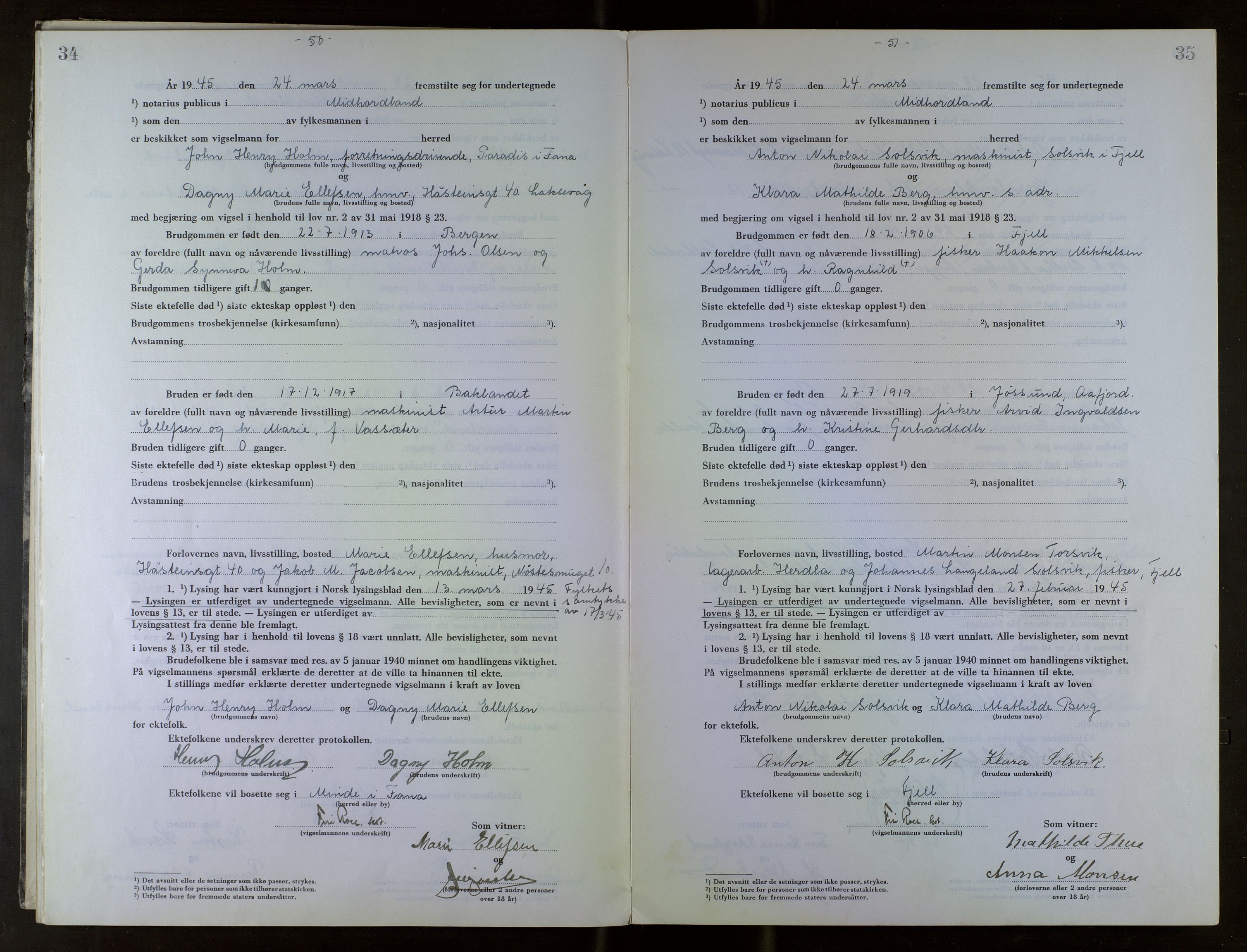 Midhordland sorenskriveri, AV/SAB-A-3001/1/M/Mc/Mca/L0007: Notarialbilag. Vigselbøker, 1945-1948, p. 34-35