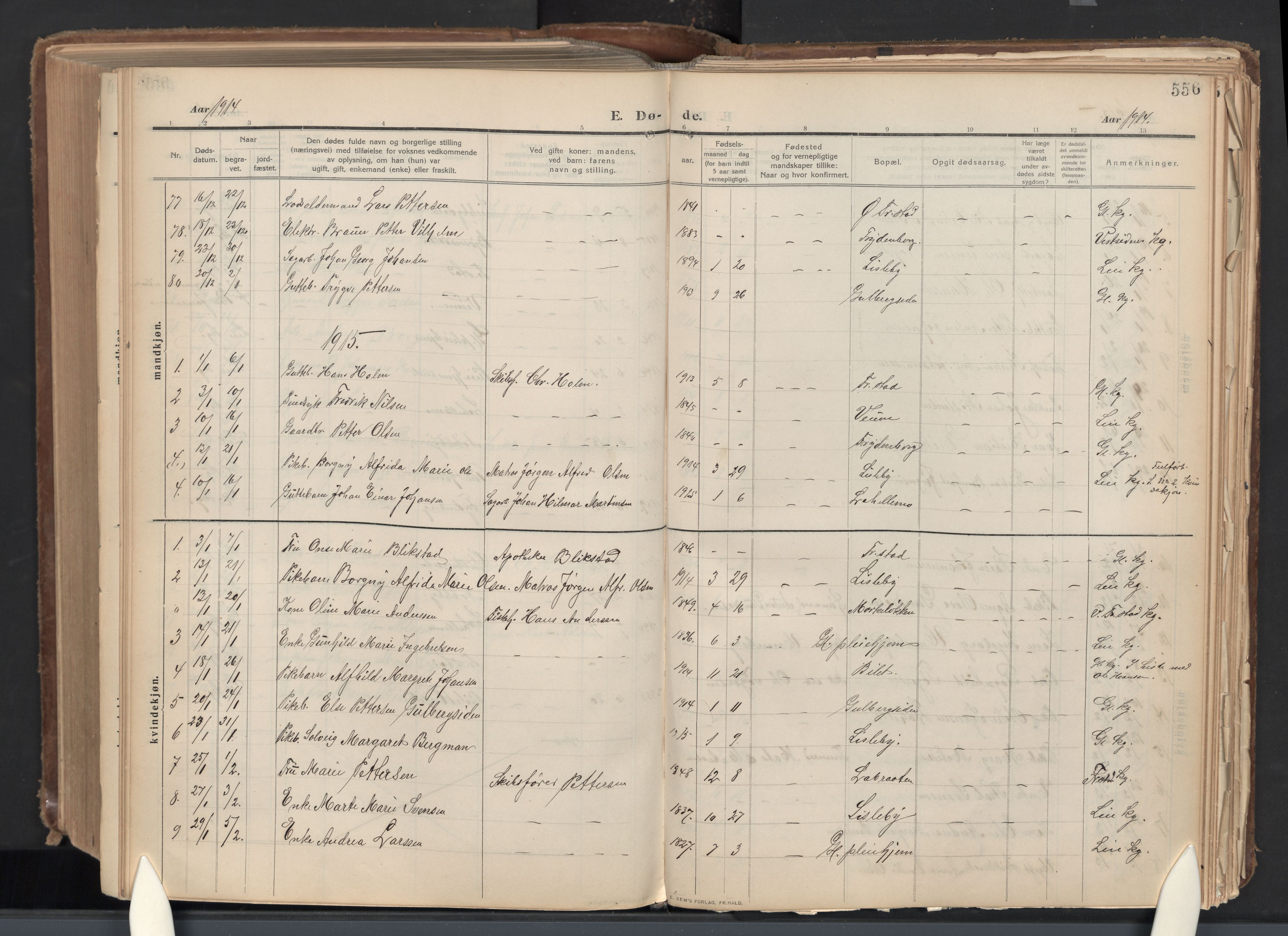 Glemmen prestekontor Kirkebøker, AV/SAO-A-10908/G/Ga/L0007: Parish register (copy) no. 7, 1909-1930, p. 556