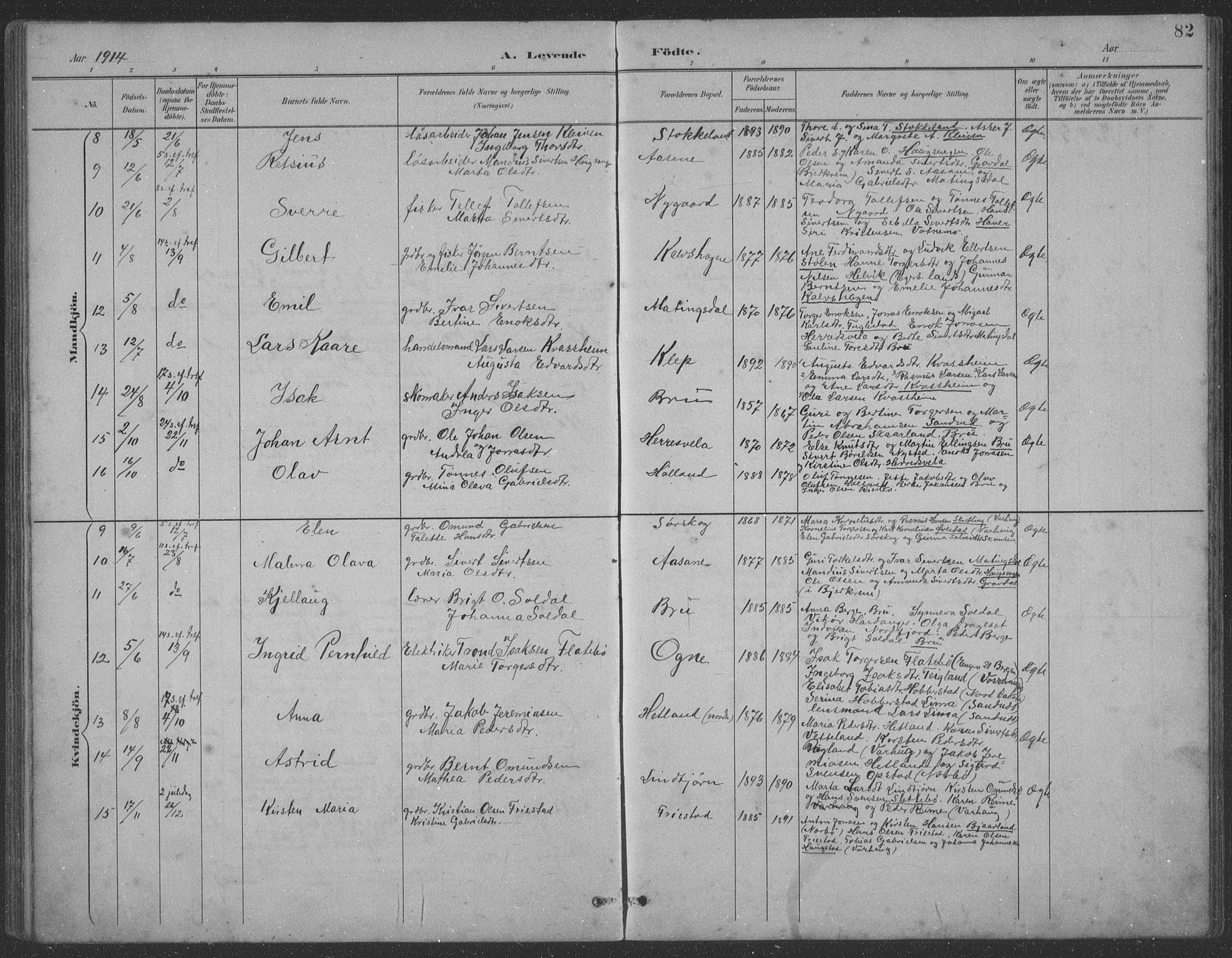 Eigersund sokneprestkontor, SAST/A-101807/S09: Parish register (copy) no. B 21, 1890-1915, p. 82