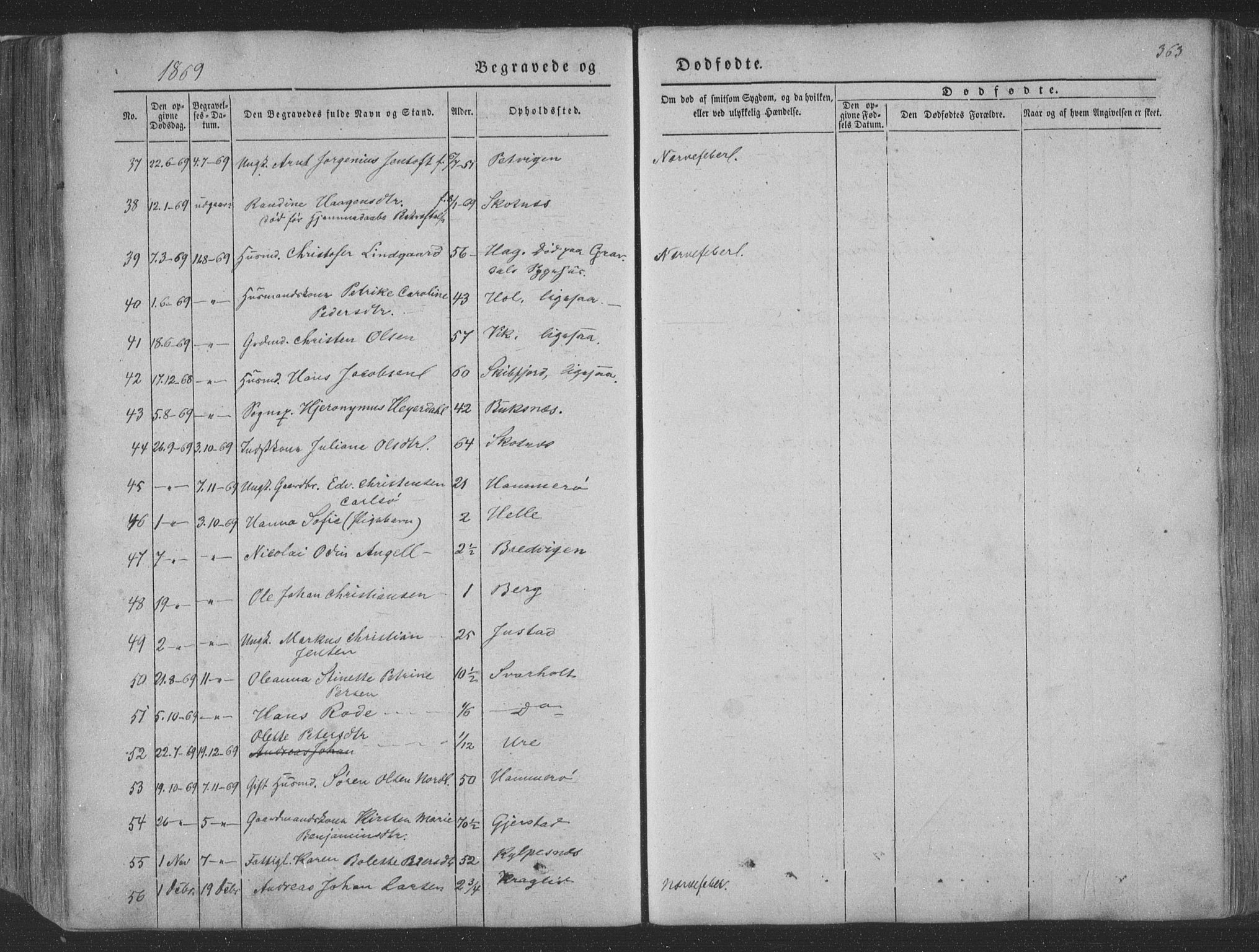 Ministerialprotokoller, klokkerbøker og fødselsregistre - Nordland, AV/SAT-A-1459/881/L1165: Parish register (copy) no. 881C02, 1854-1876, p. 363