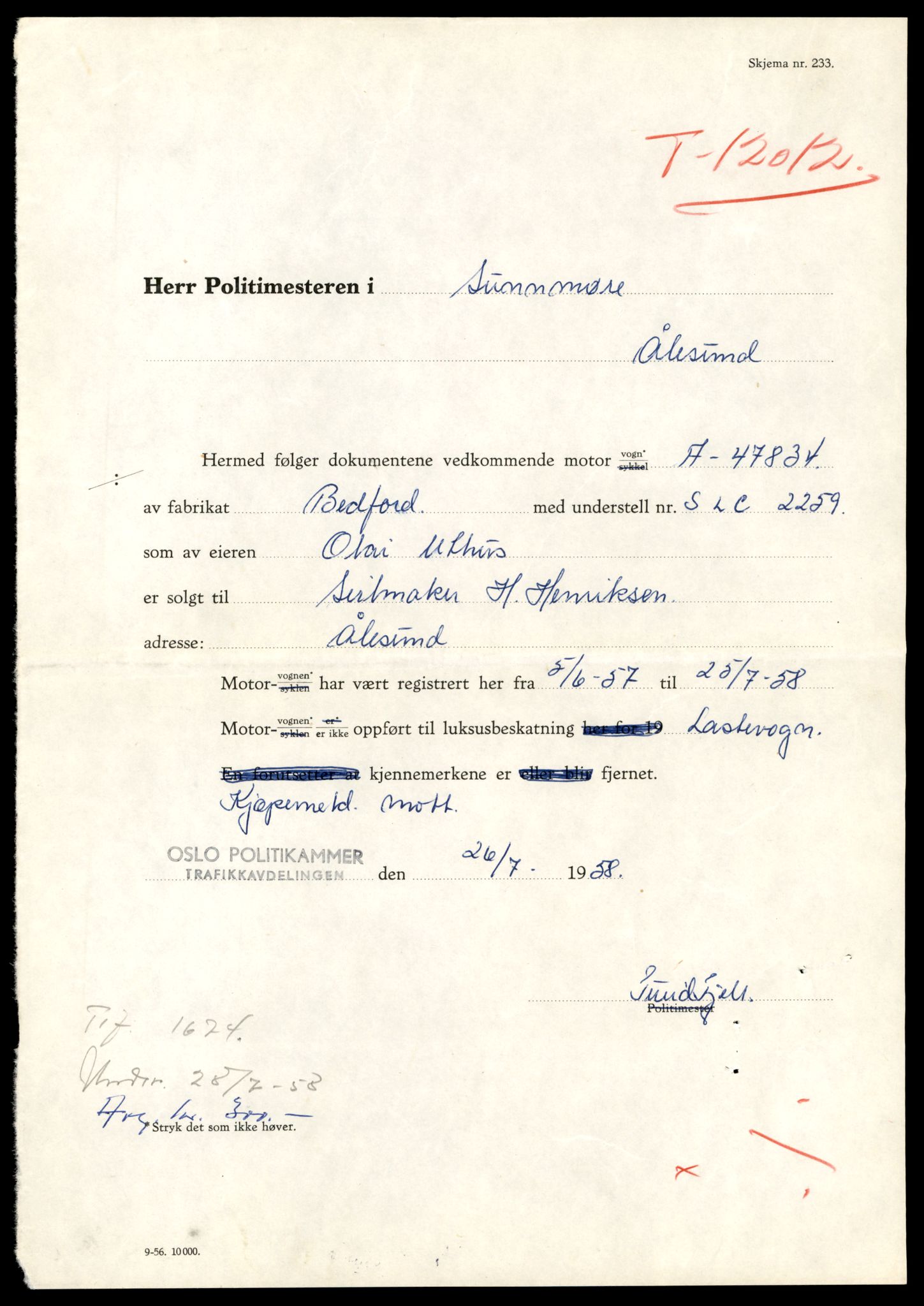 Møre og Romsdal vegkontor - Ålesund trafikkstasjon, AV/SAT-A-4099/F/Fe/L0036: Registreringskort for kjøretøy T 12831 - T 13030, 1927-1998, p. 959