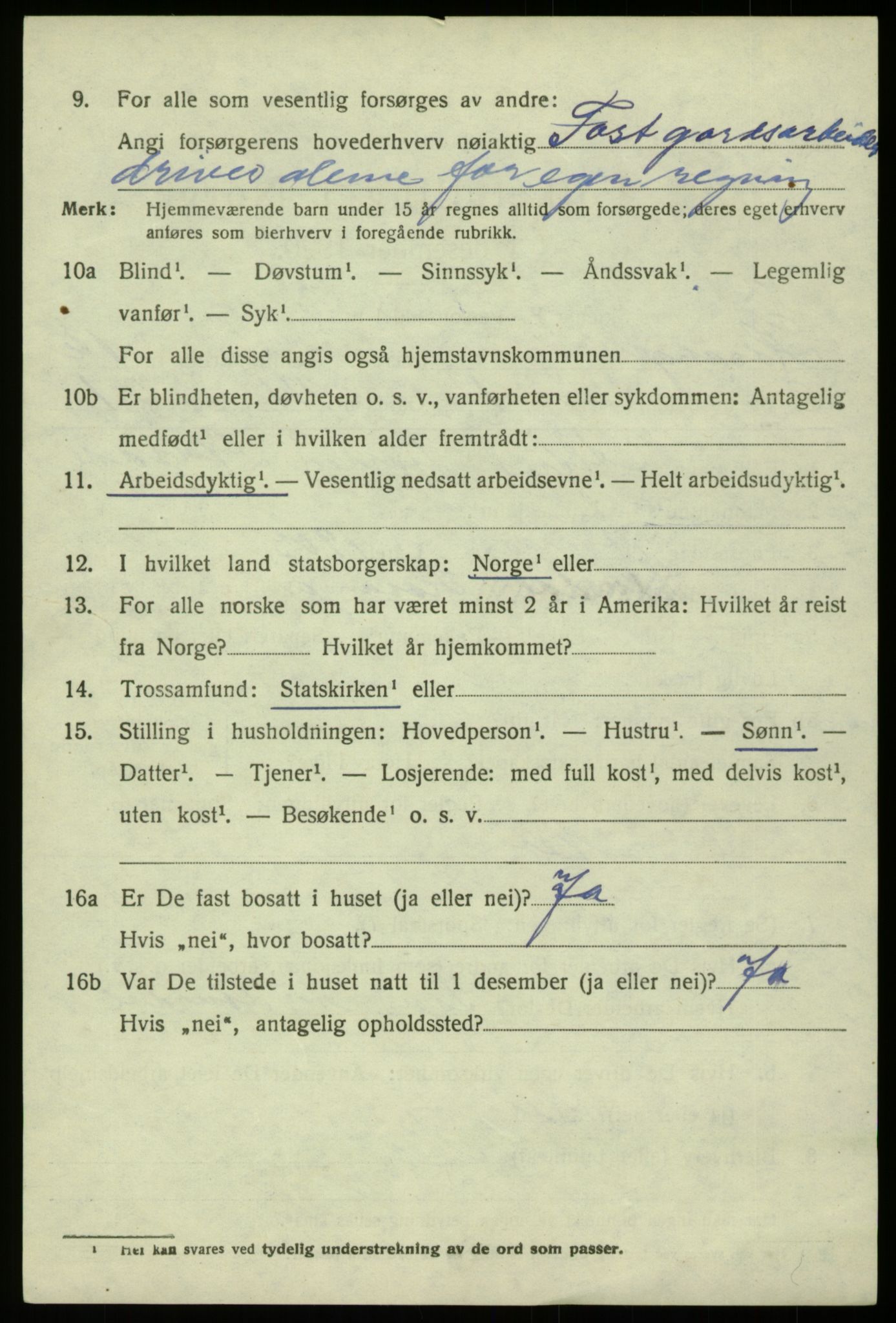 SAB, 1920 census for Hosanger, 1920, p. 4896