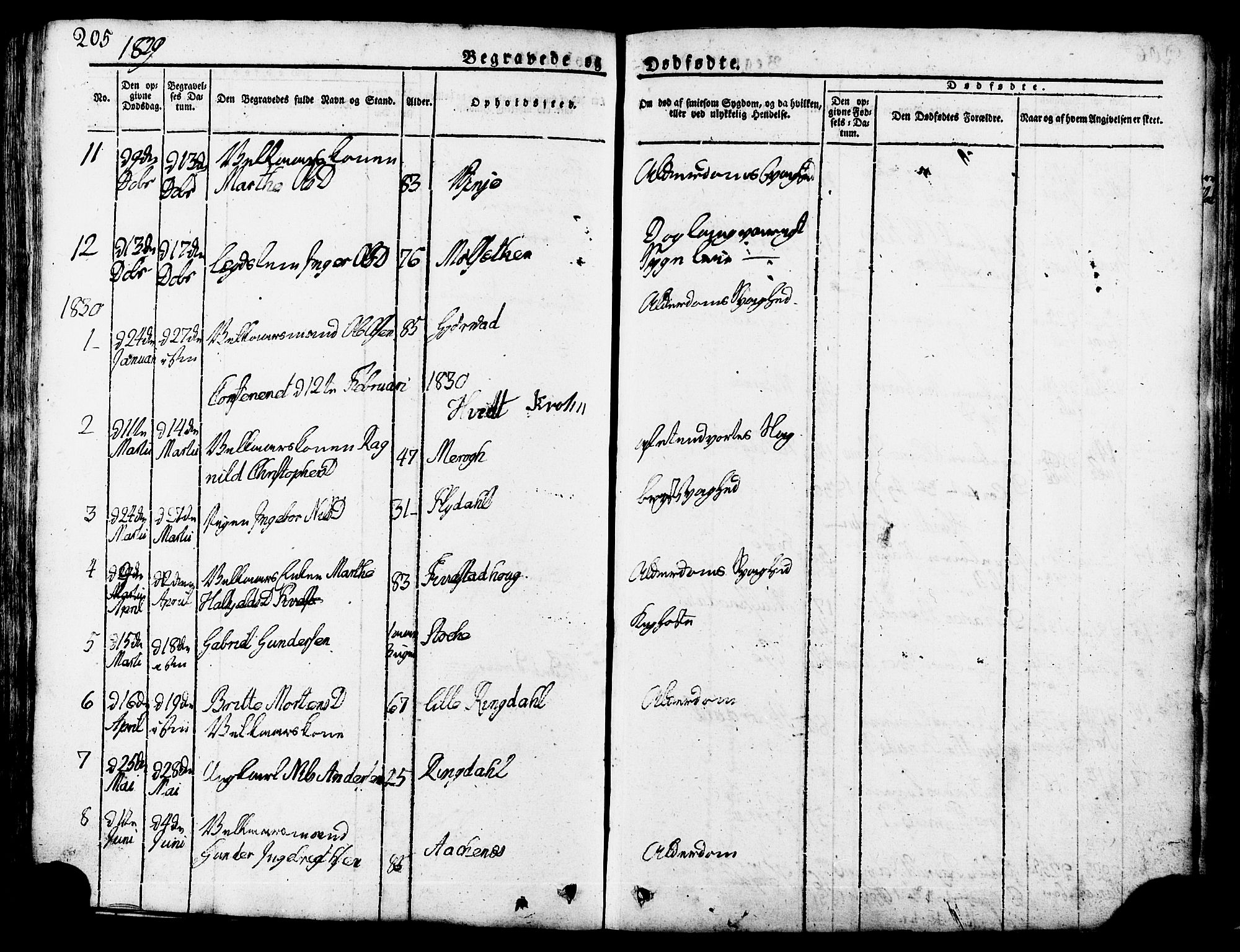 Ministerialprotokoller, klokkerbøker og fødselsregistre - Møre og Romsdal, SAT/A-1454/517/L0221: Parish register (official) no. 517A01, 1827-1858, p. 205