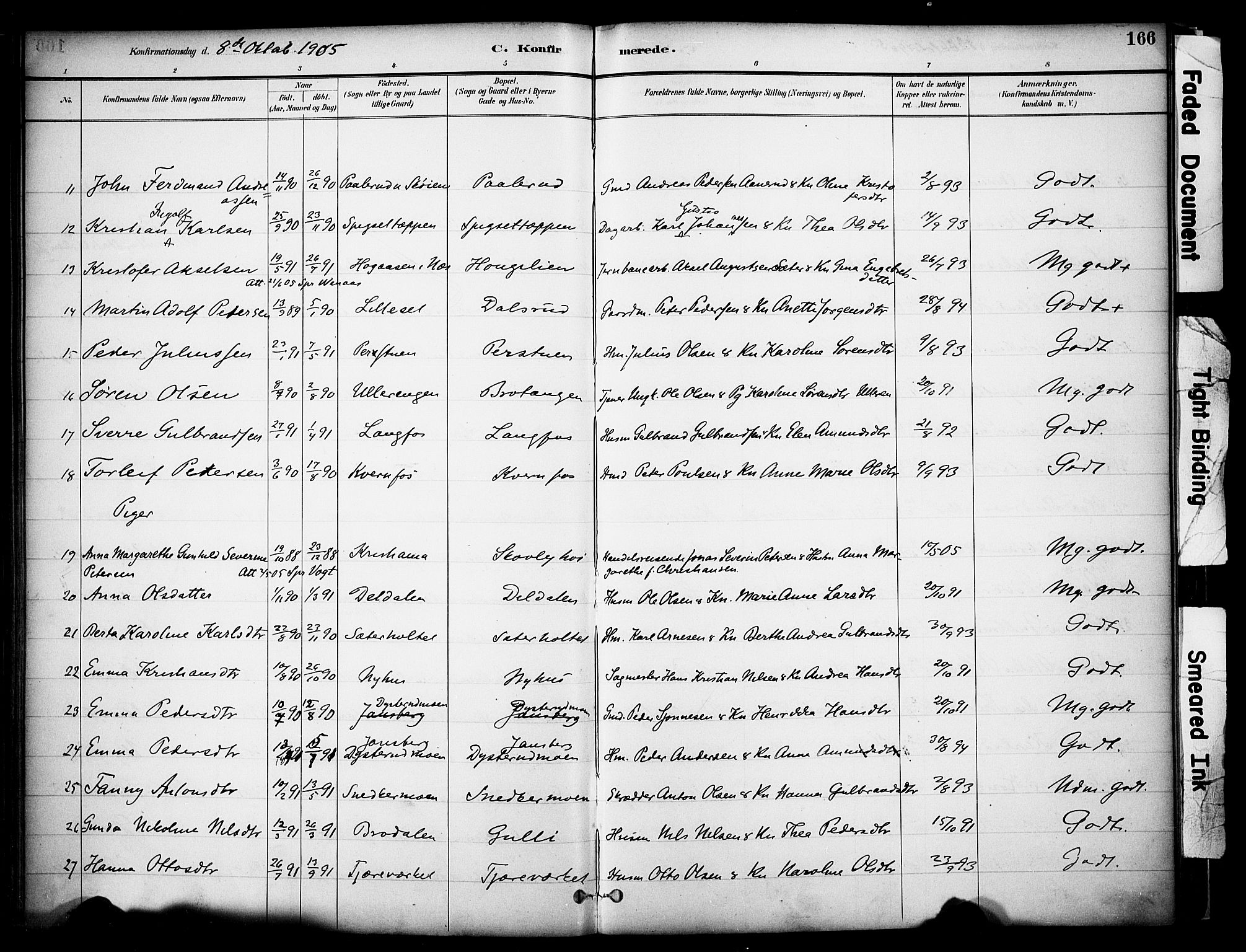 Sør-Odal prestekontor, SAH/PREST-030/H/Ha/Haa/L0008: Parish register (official) no. 8, 1886-1922, p. 166