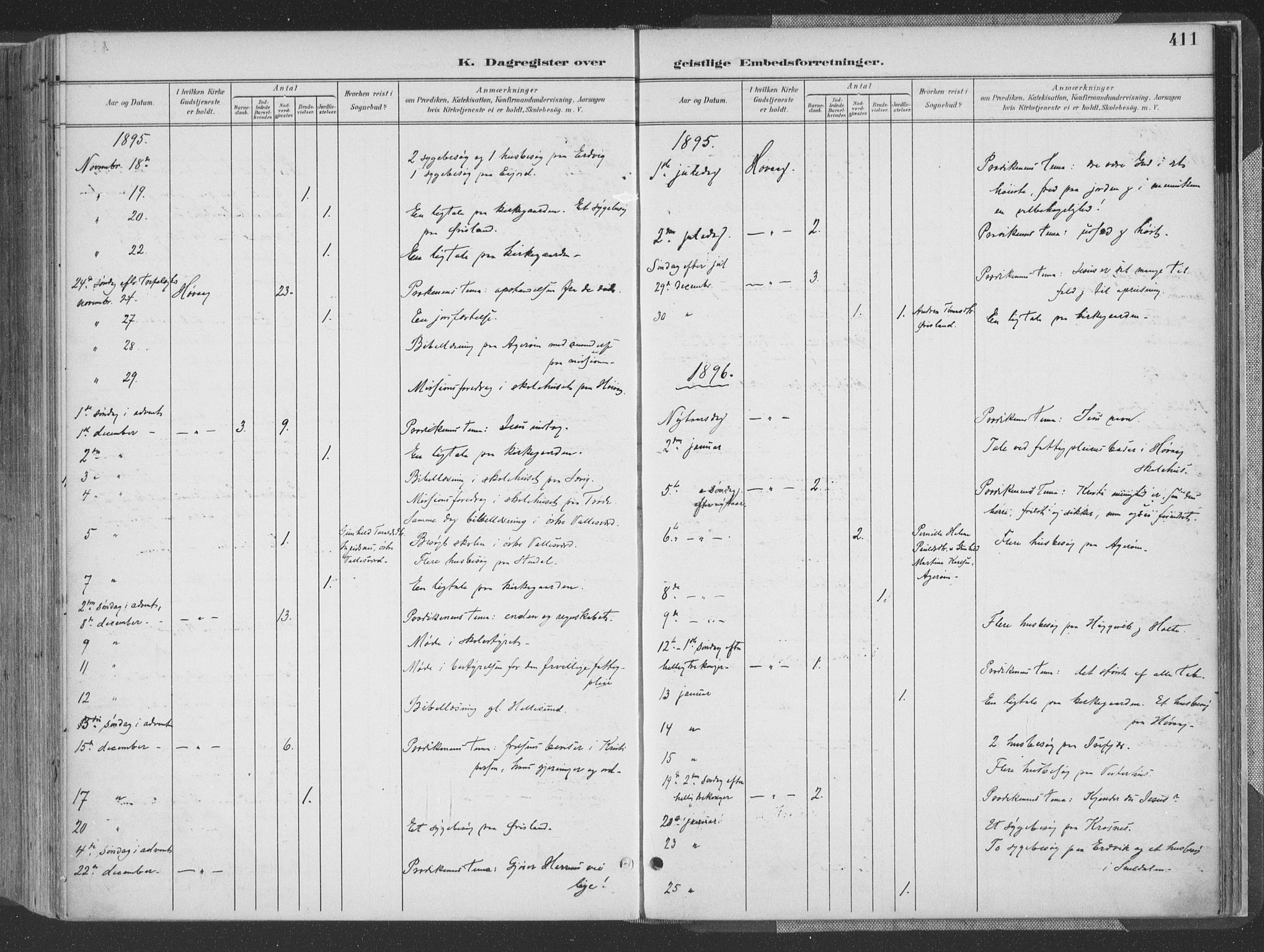 Høvåg sokneprestkontor, AV/SAK-1111-0025/F/Fa/L0006: Parish register (official) no. A 6, 1894-1923, p. 411