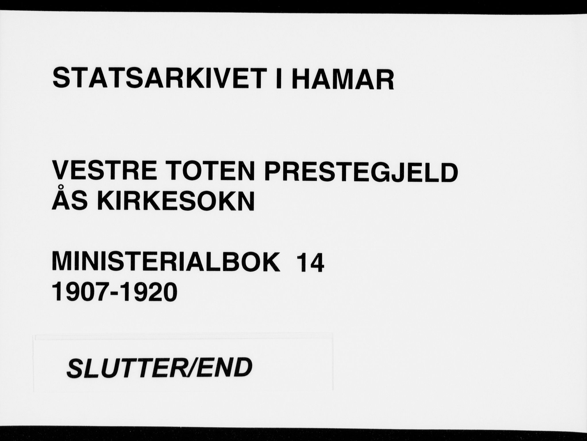 Vestre Toten prestekontor, AV/SAH-PREST-108/H/Ha/Haa/L0014: Parish register (official) no. 14, 1907-1920