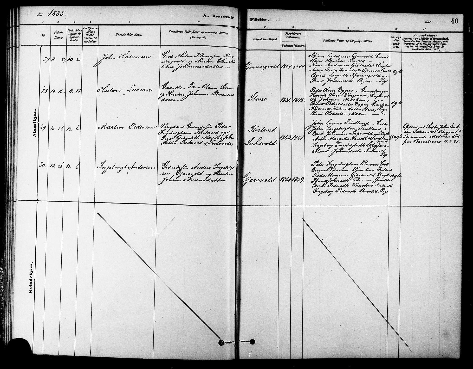 Ministerialprotokoller, klokkerbøker og fødselsregistre - Sør-Trøndelag, AV/SAT-A-1456/686/L0983: Parish register (official) no. 686A01, 1879-1890, p. 46