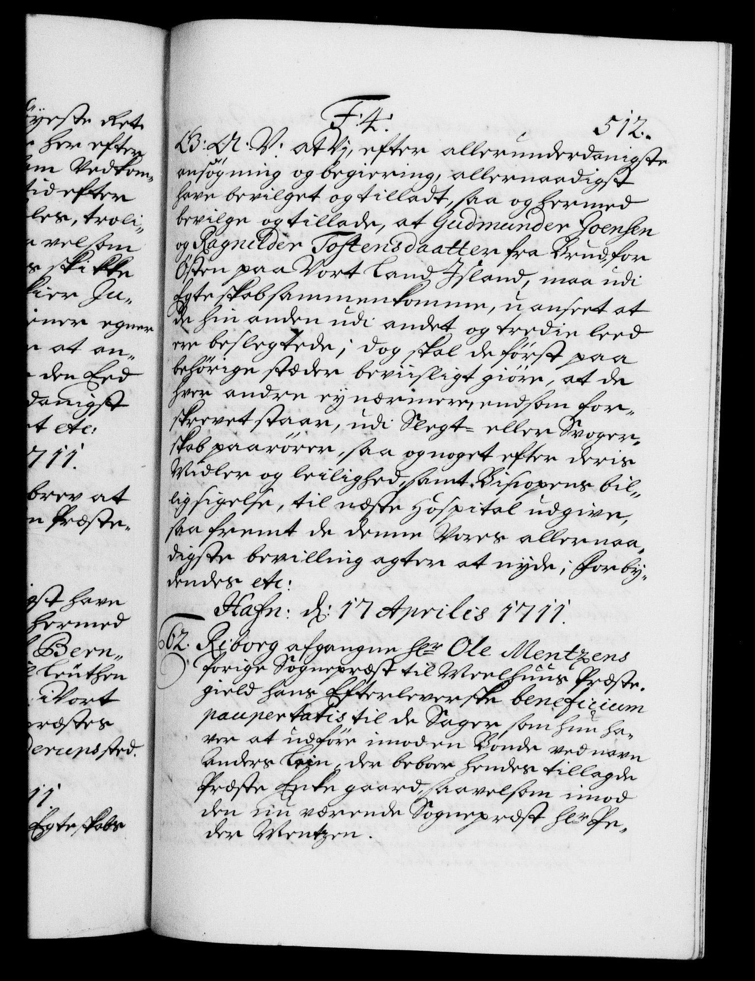 Danske Kanselli 1572-1799, RA/EA-3023/F/Fc/Fca/Fcaa/L0020: Norske registre, 1708-1711, p. 512a
