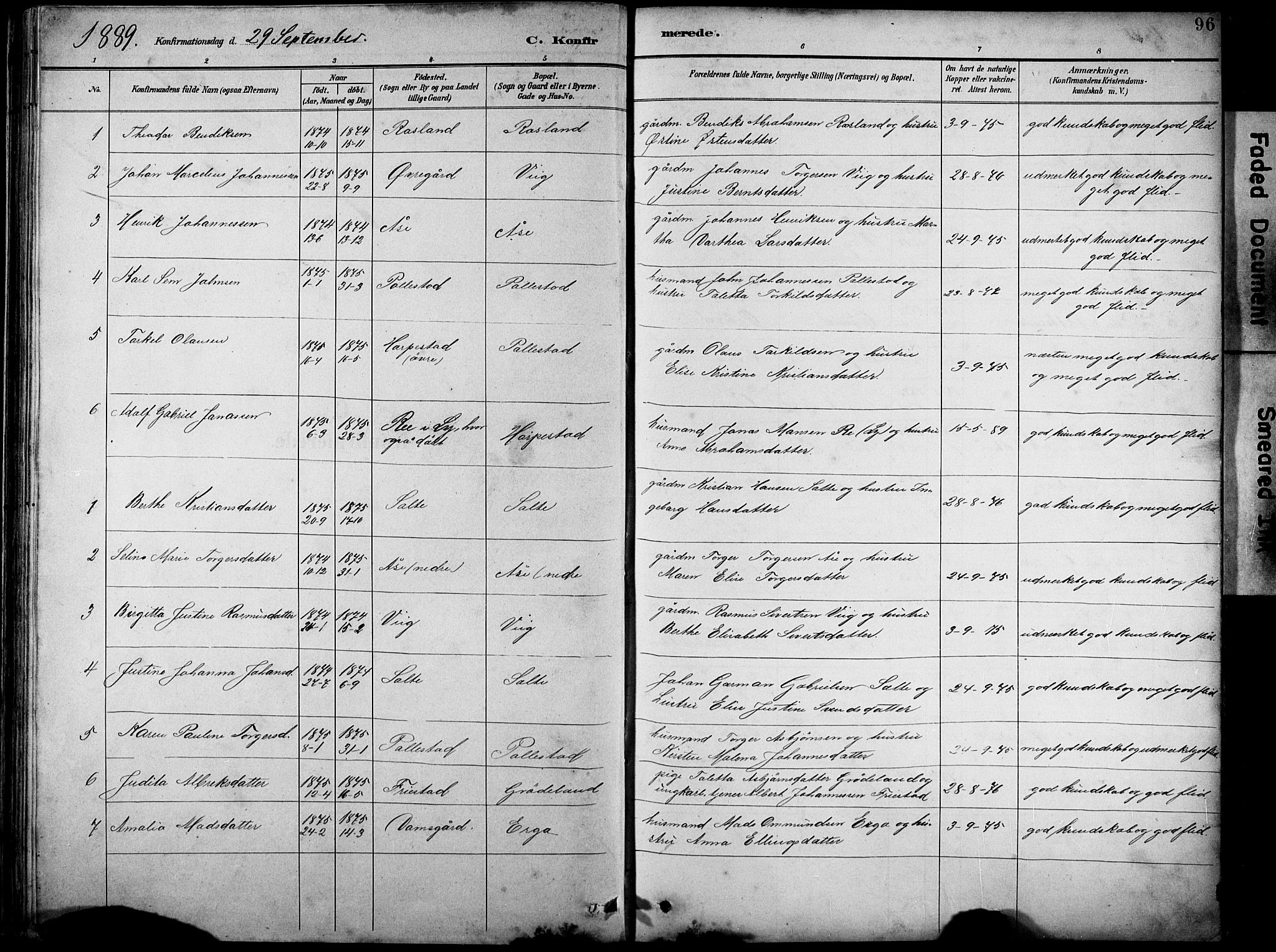Klepp sokneprestkontor, SAST/A-101803/001/3/30BB/L0005: Parish register (copy) no. B 5, 1889-1918, p. 96