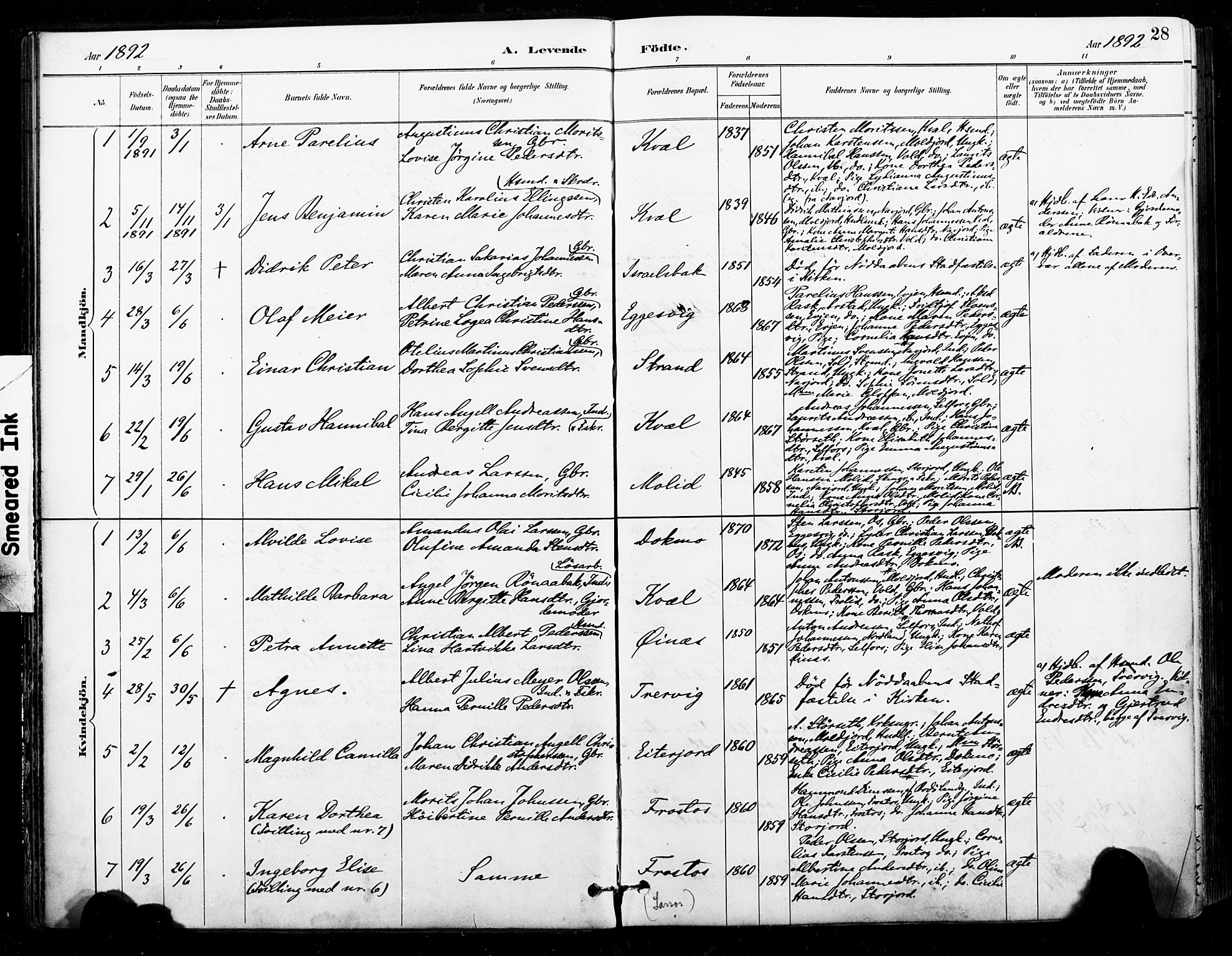 Ministerialprotokoller, klokkerbøker og fødselsregistre - Nordland, AV/SAT-A-1459/846/L0646: Parish register (official) no. 846A04, 1887-1901, p. 28