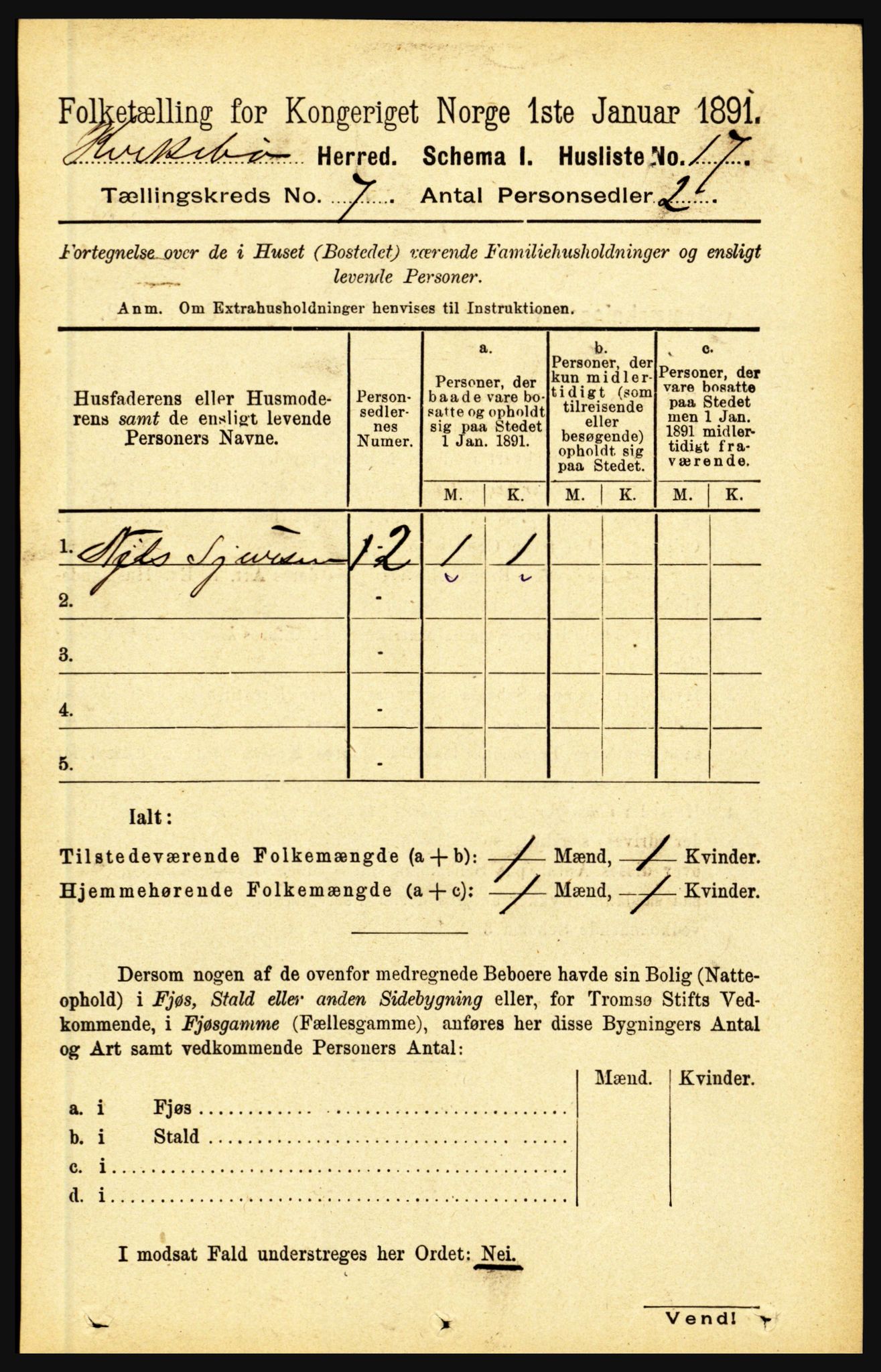 RA, 1891 census for 1416 Kyrkjebø, 1891, p. 1822