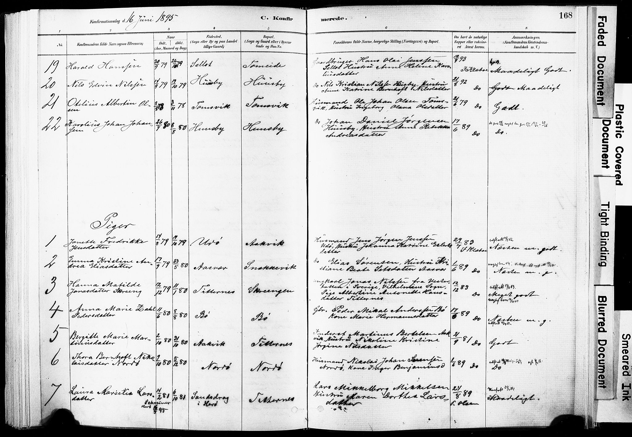 Ministerialprotokoller, klokkerbøker og fødselsregistre - Nordland, SAT/A-1459/835/L0525: Parish register (official) no. 835A03I, 1881-1910, p. 168