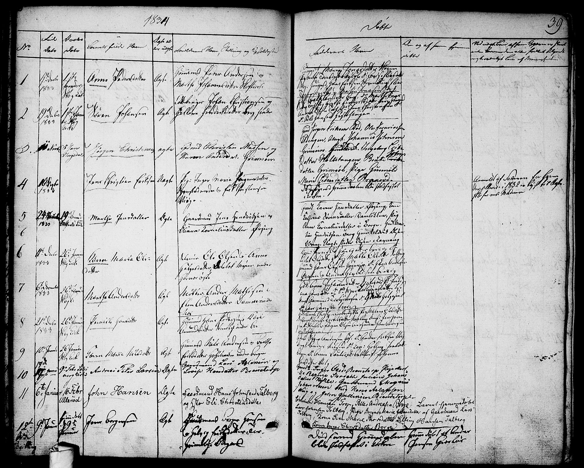 Skjeberg prestekontor Kirkebøker, AV/SAO-A-10923/F/Fa/L0005: Parish register (official) no. I 5, 1830-1845, p. 39