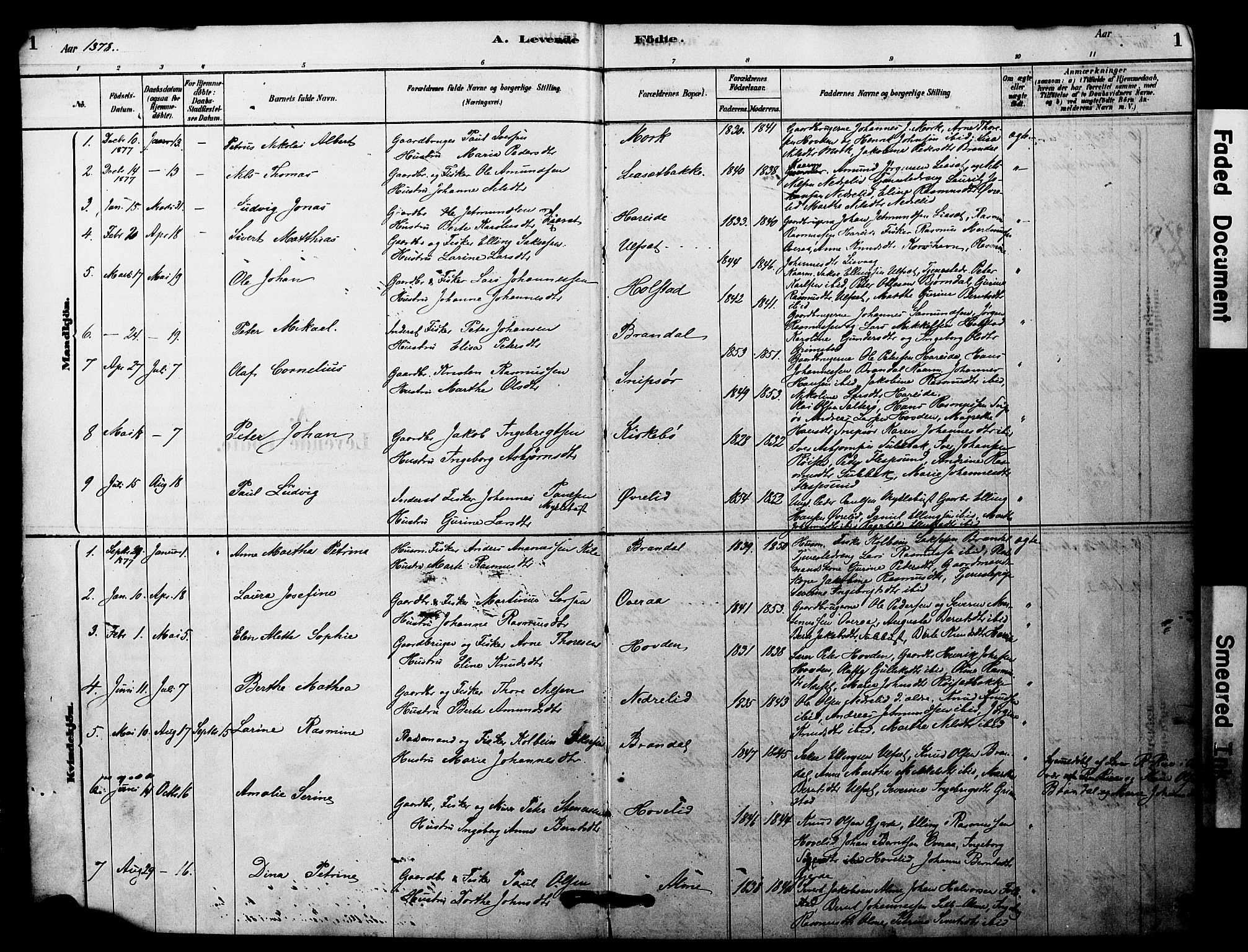 Ministerialprotokoller, klokkerbøker og fødselsregistre - Møre og Romsdal, SAT/A-1454/510/L0122: Parish register (official) no. 510A02, 1878-1897, p. 1