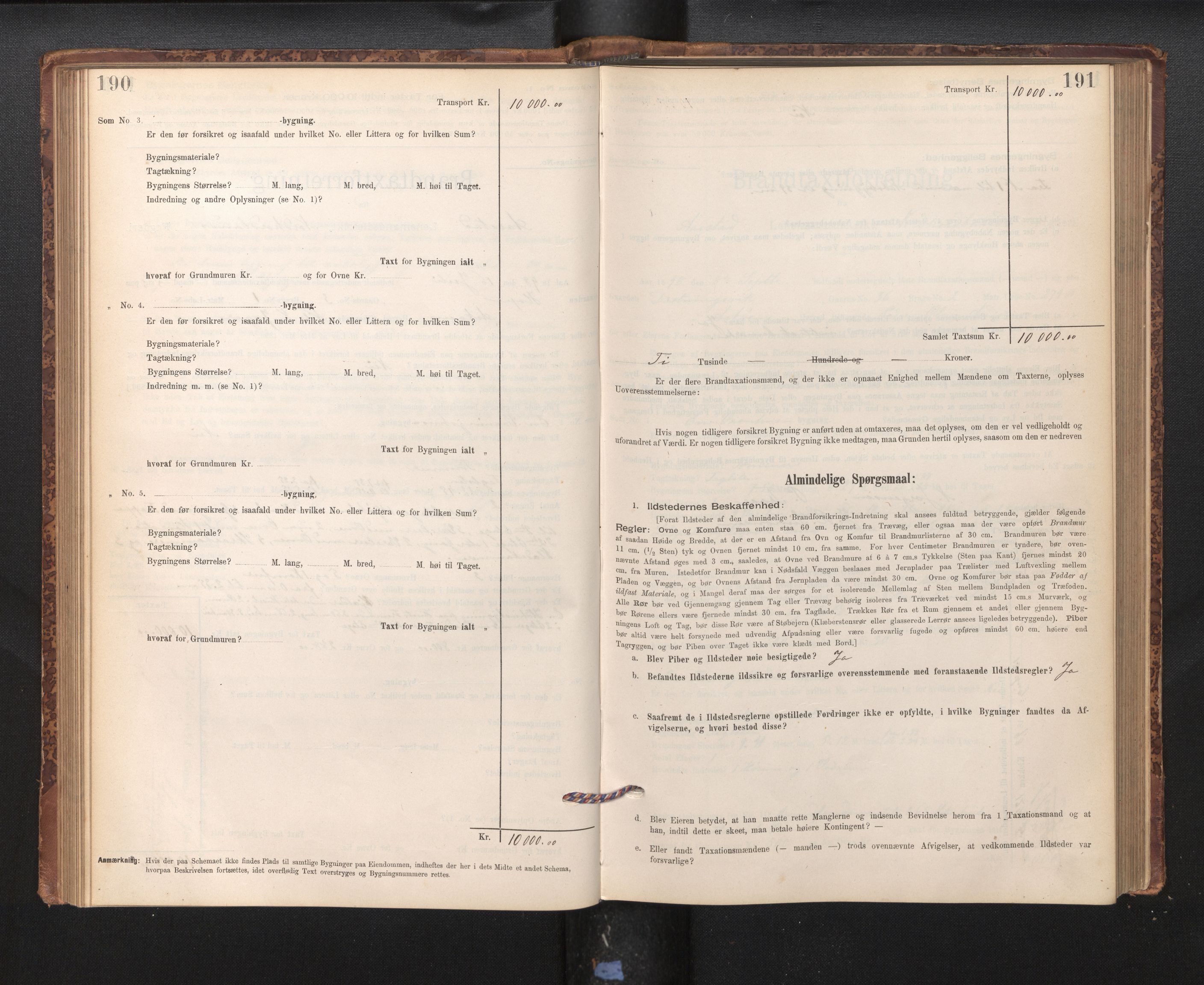 Lensmannen i Årstad, AV/SAB-A-36201/0012/L0011: Branntakstprotokoll,skjematakst, 1895-1901, p. 190-191