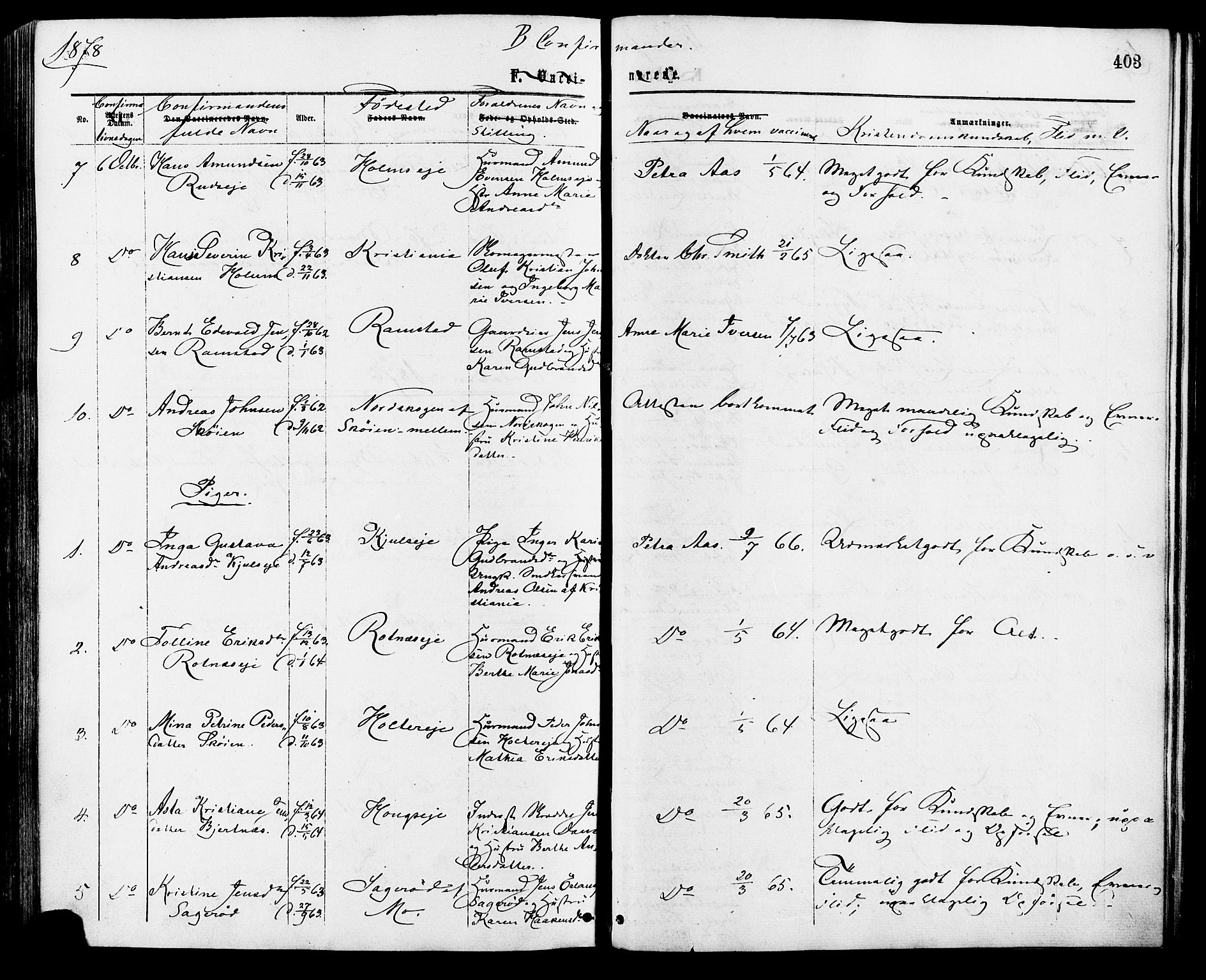 Nittedal prestekontor Kirkebøker, AV/SAO-A-10365a/F/Fa/L0006: Parish register (official) no. I 6, 1863-1878, p. 403