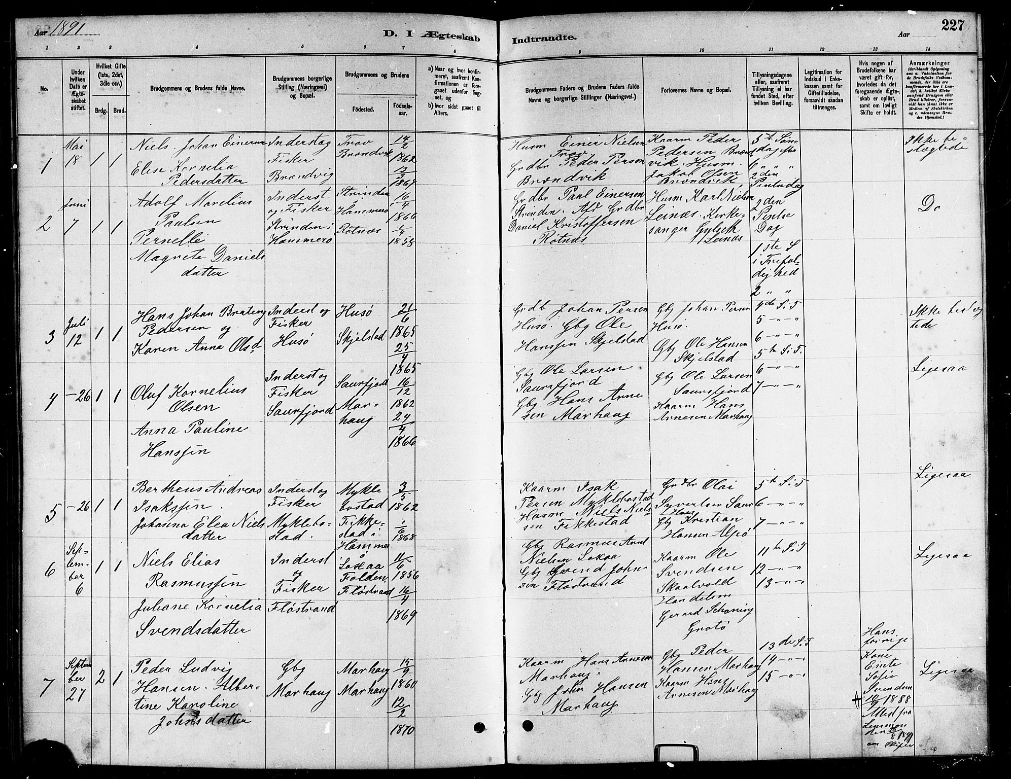Ministerialprotokoller, klokkerbøker og fødselsregistre - Nordland, SAT/A-1459/857/L0828: Parish register (copy) no. 857C03, 1879-1908, p. 227