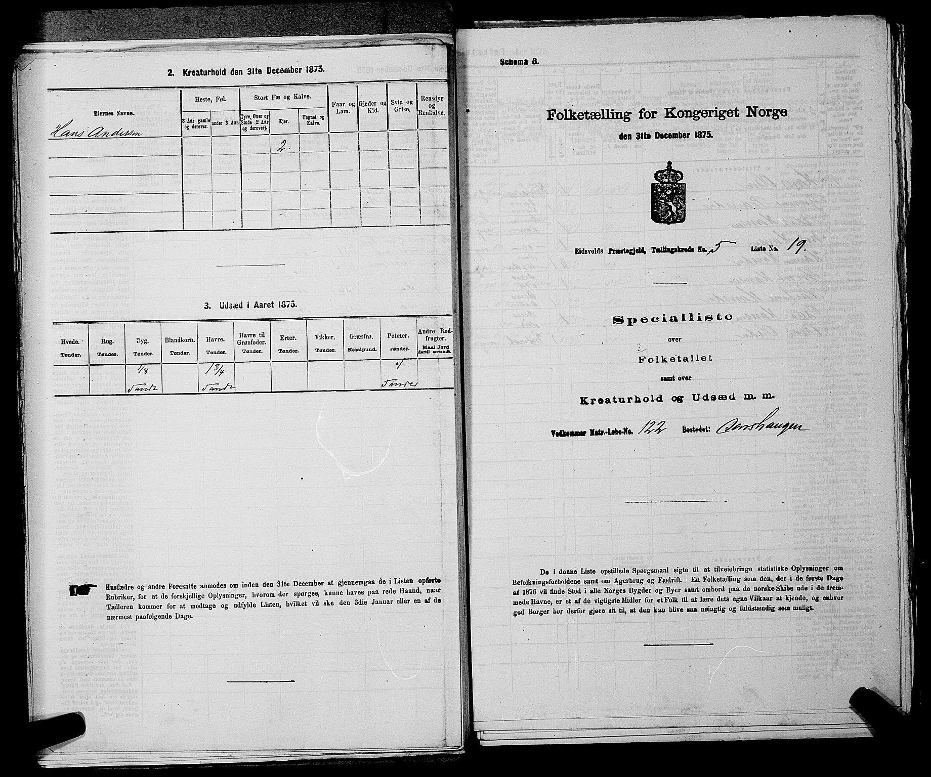 RA, 1875 census for 0237P Eidsvoll, 1875, p. 751