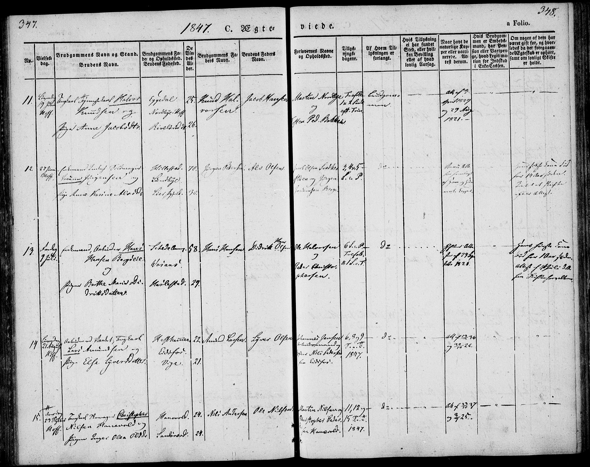 Hof kirkebøker, AV/SAKO-A-64/F/Fa/L0005: Parish register (official) no. I 5, 1844-1851, p. 347-348