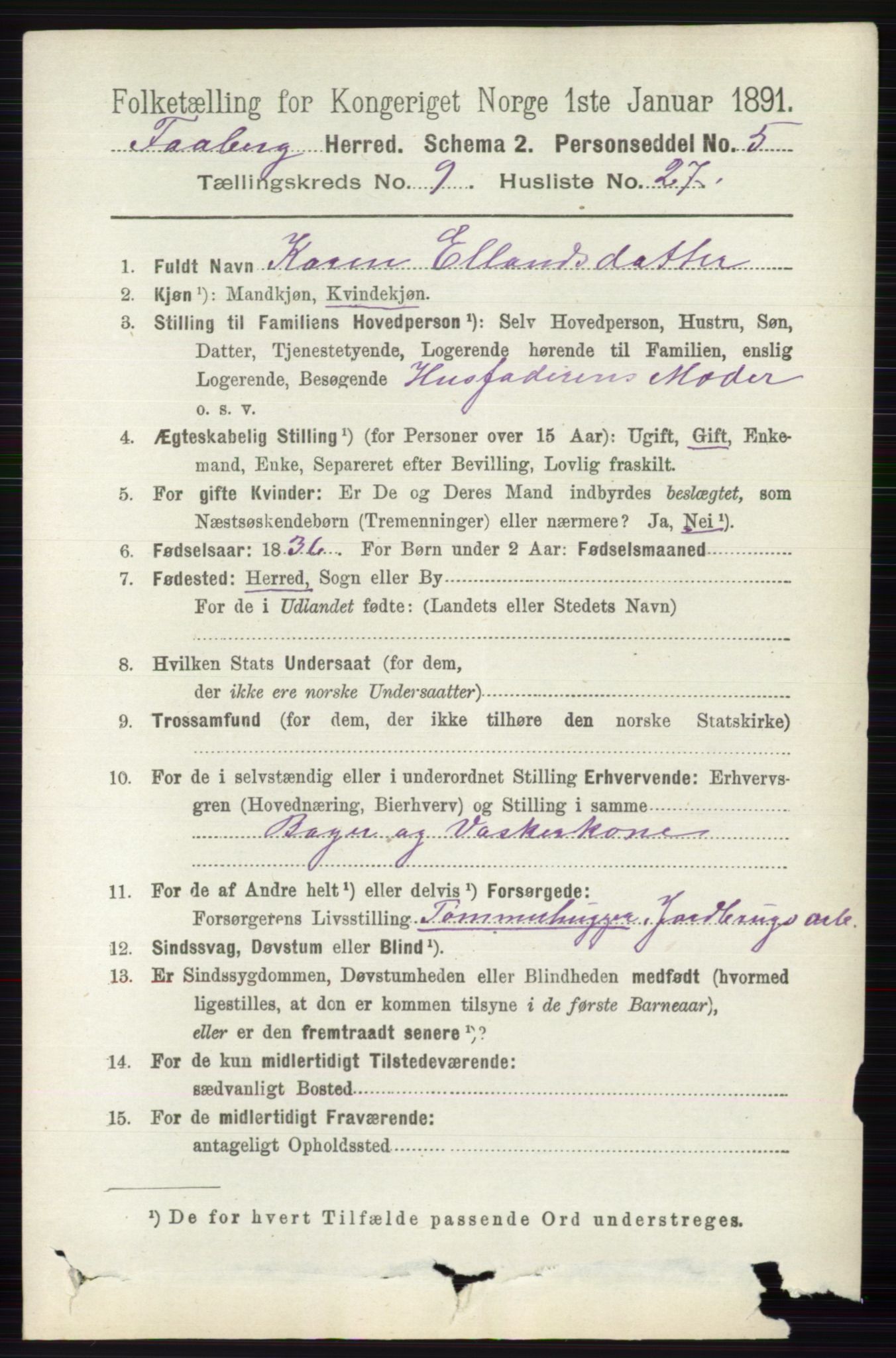 RA, 1891 census for 0524 Fåberg, 1891, p. 4036