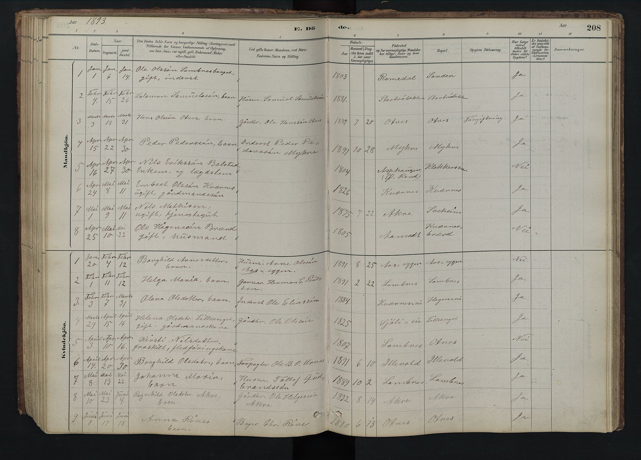 Rendalen prestekontor, SAH/PREST-054/H/Ha/Hab/L0009: Parish register (copy) no. 9, 1879-1902, p. 208