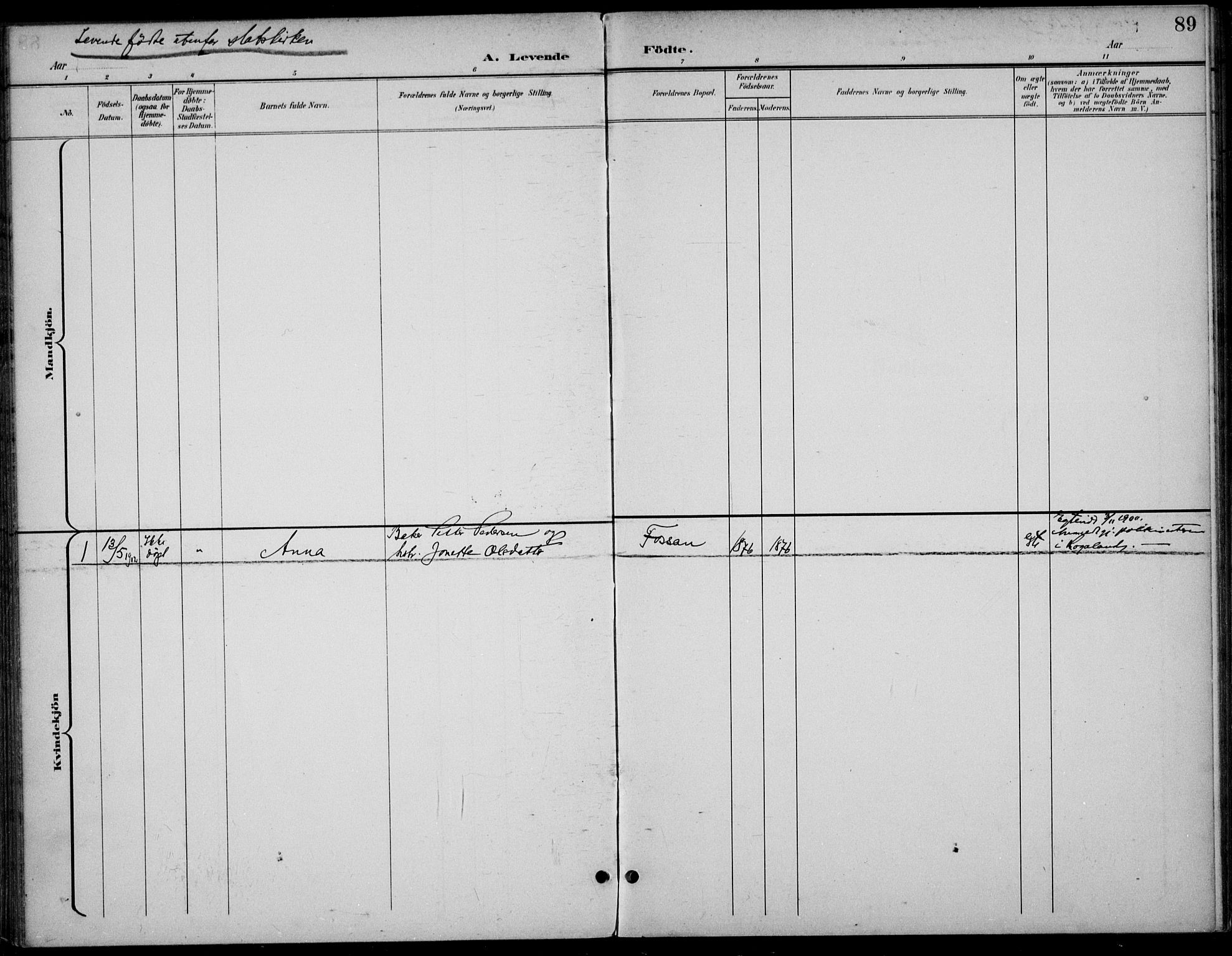 Høgsfjord sokneprestkontor, SAST/A-101624/H/Ha/Haa/L0007: Parish register (official) no. A 7, 1898-1917, p. 89