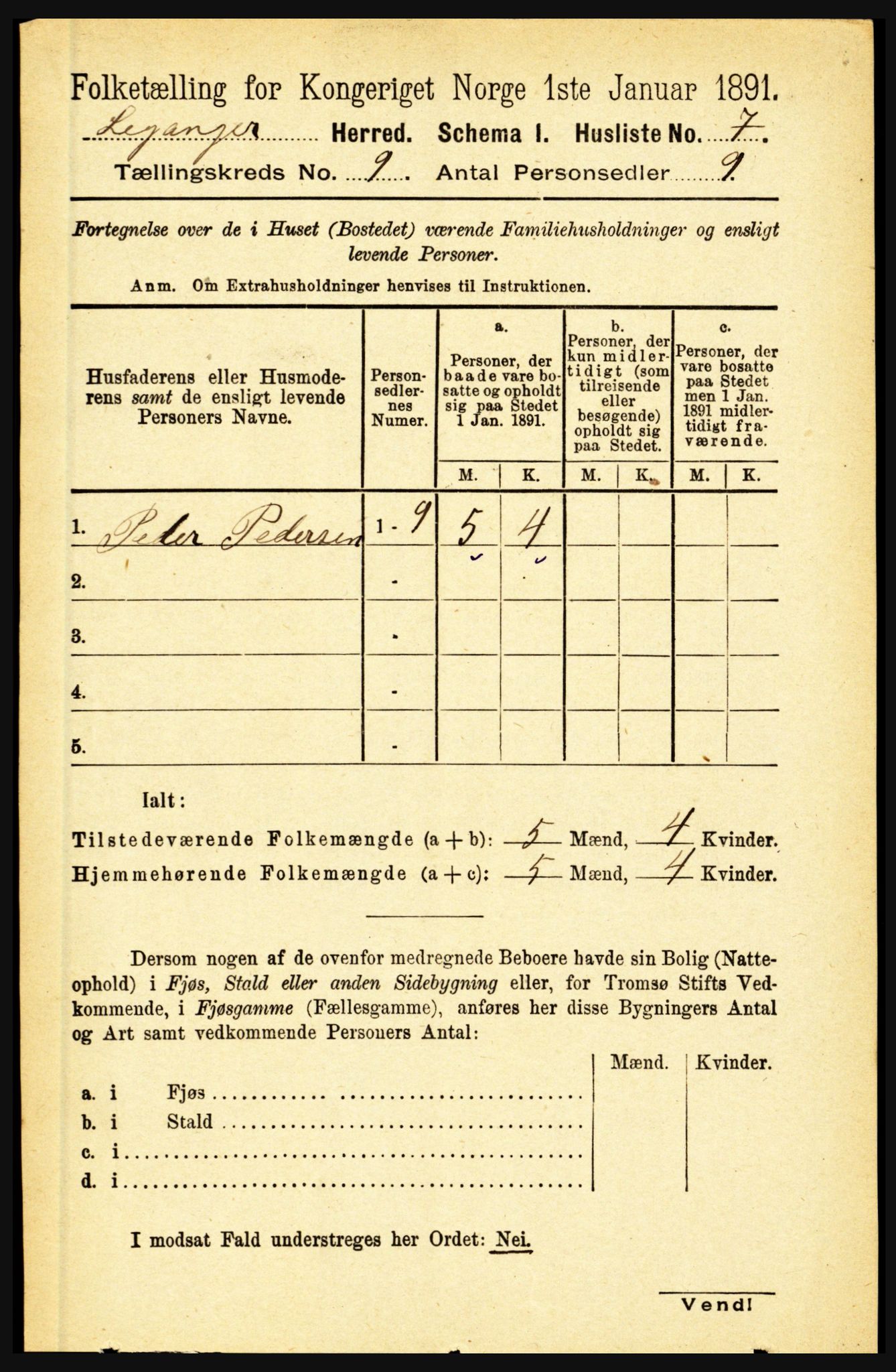 RA, 1891 census for 1419 Leikanger, 1891, p. 1749