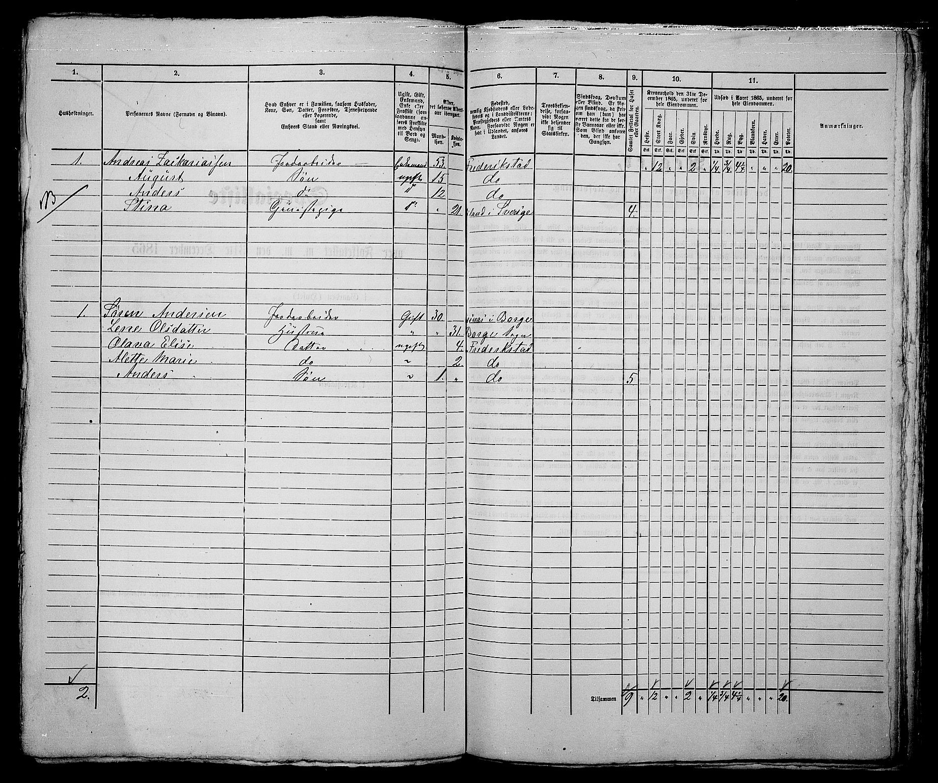 RA, 1865 census for Fredrikstad/Fredrikstad, 1865, p. 709