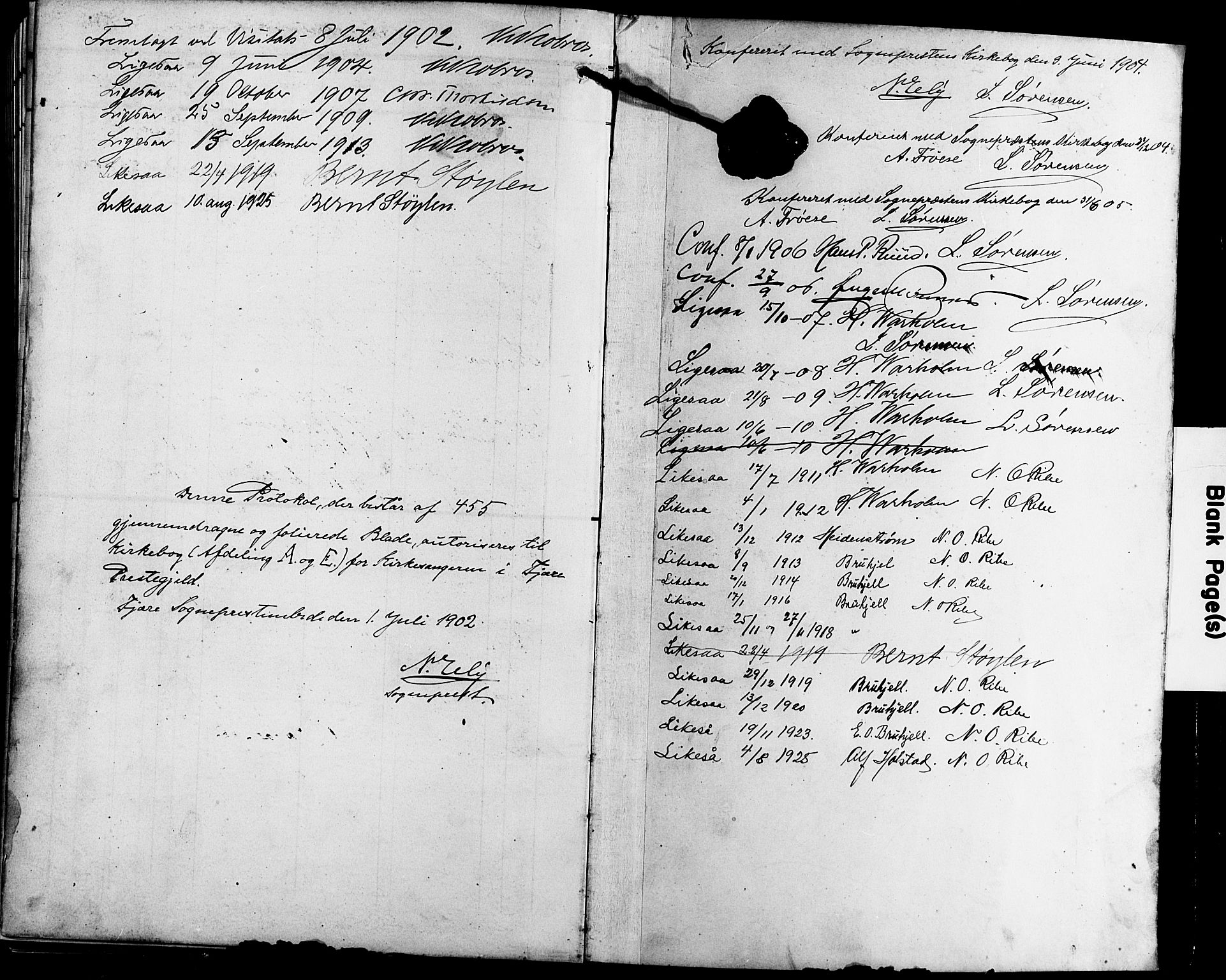 Fjære sokneprestkontor, SAK/1111-0011/F/Fb/L0012: Parish register (copy) no. B 12, 1902-1925