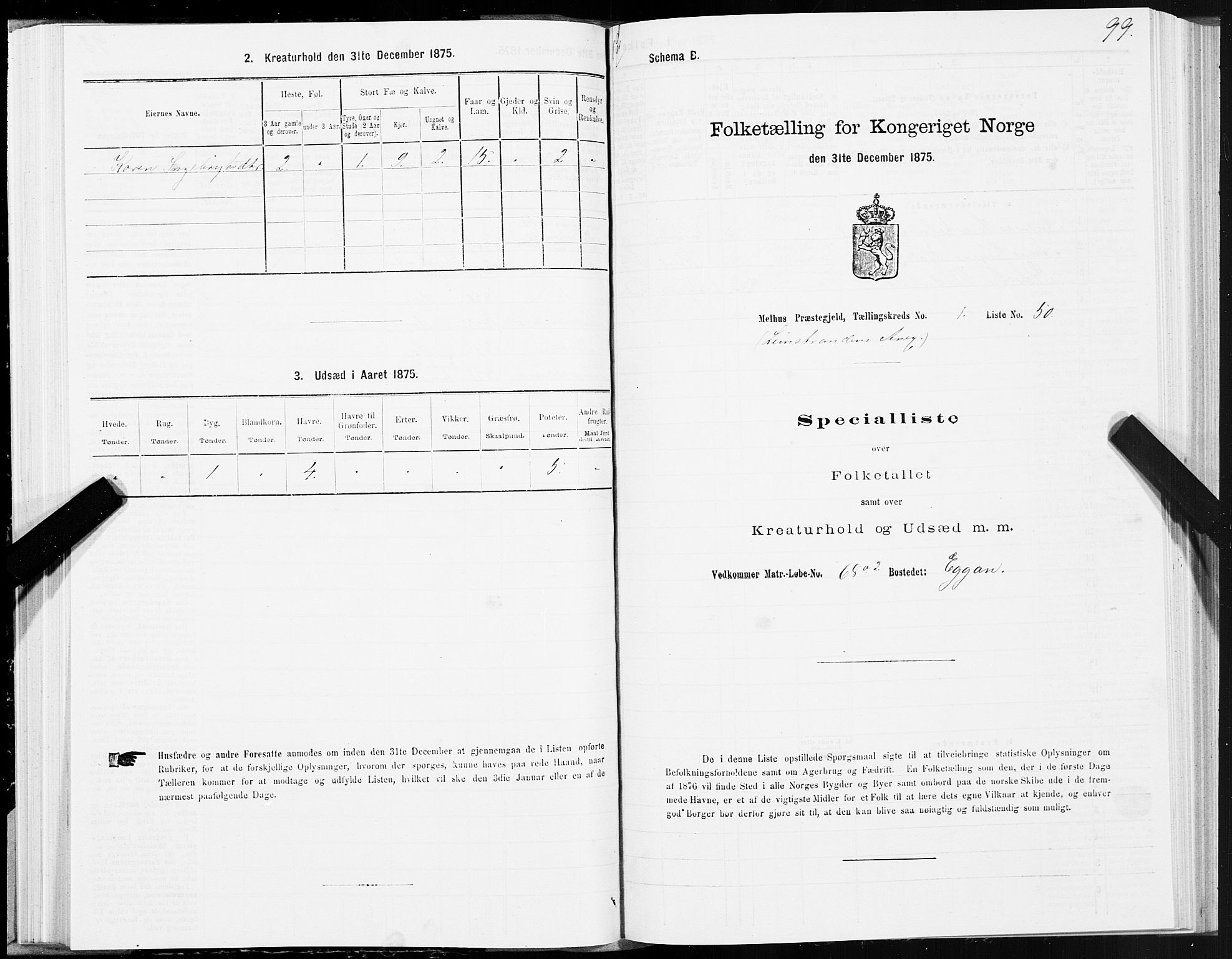 SAT, 1875 census for 1653P Melhus, 1875, p. 8099