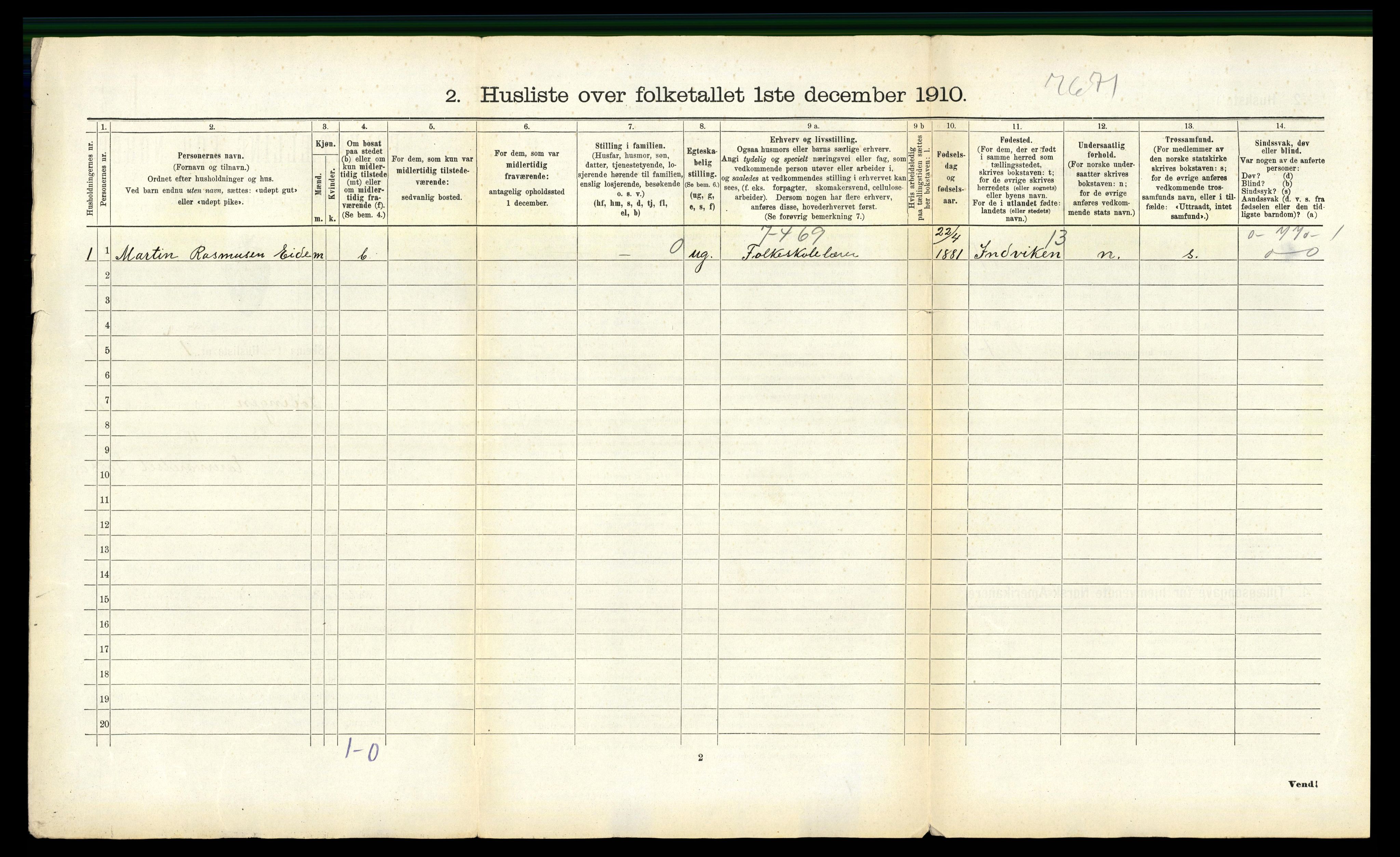 RA, 1910 census for Lødingen, 1910, p. 888