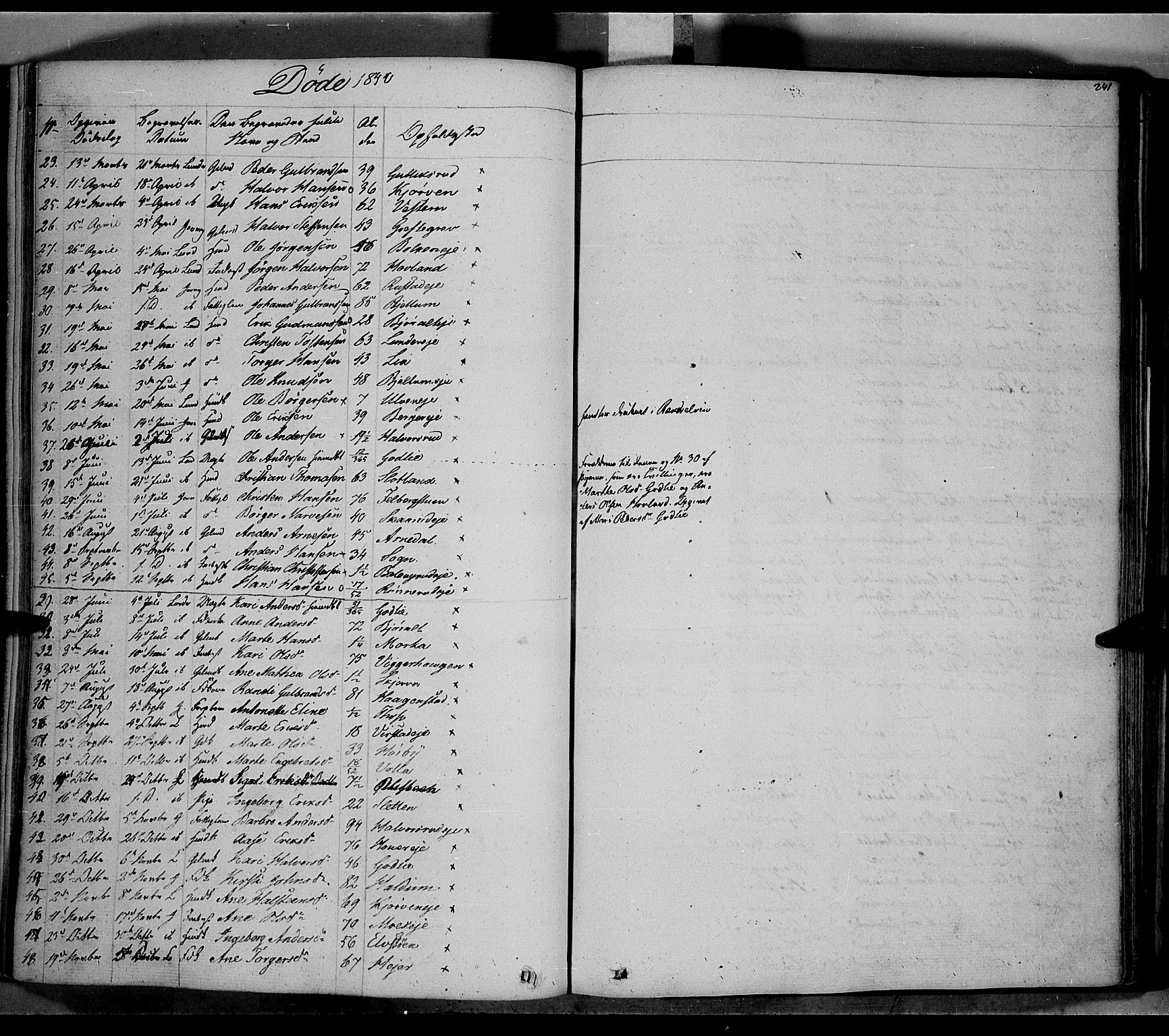 Jevnaker prestekontor, SAH/PREST-116/H/Ha/Haa/L0006: Parish register (official) no. 6, 1837-1857, p. 241