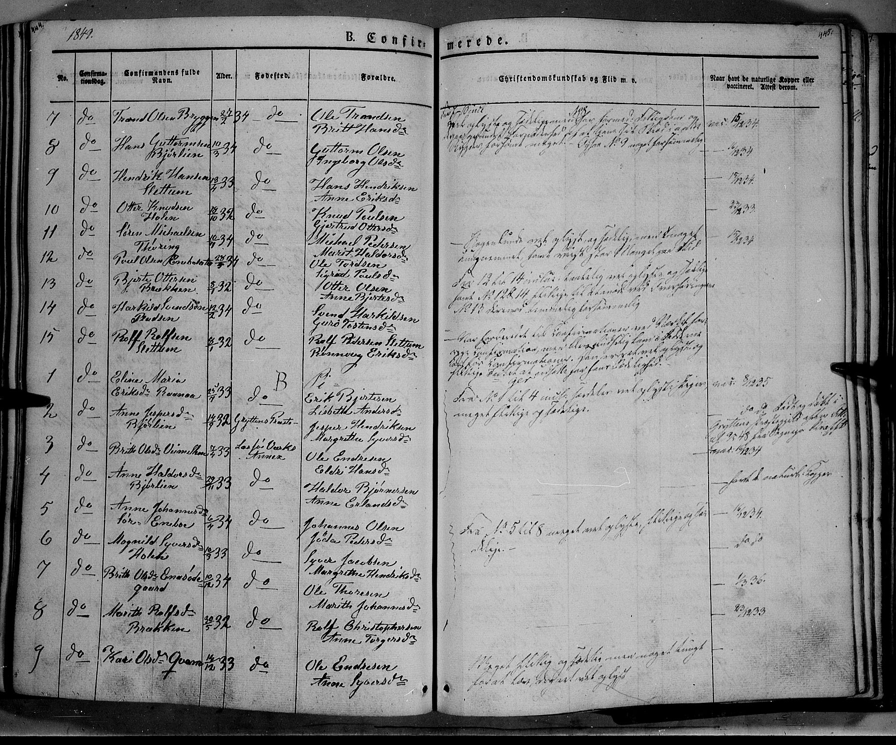 Lesja prestekontor, SAH/PREST-068/H/Ha/Haa/L0006: Parish register (official) no. 6A, 1843-1854, p. 444-445