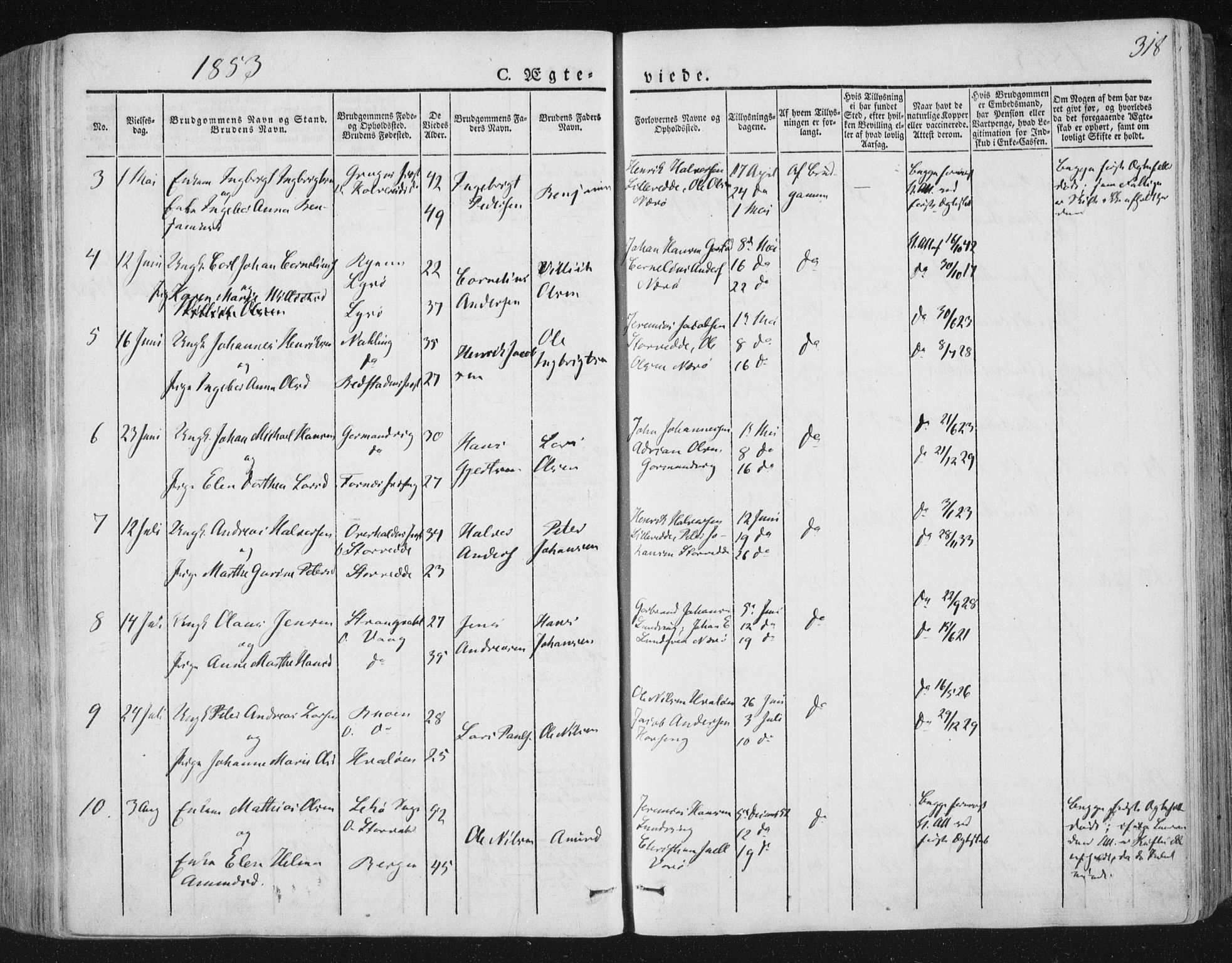 Ministerialprotokoller, klokkerbøker og fødselsregistre - Nord-Trøndelag, SAT/A-1458/784/L0669: Parish register (official) no. 784A04, 1829-1859, p. 318