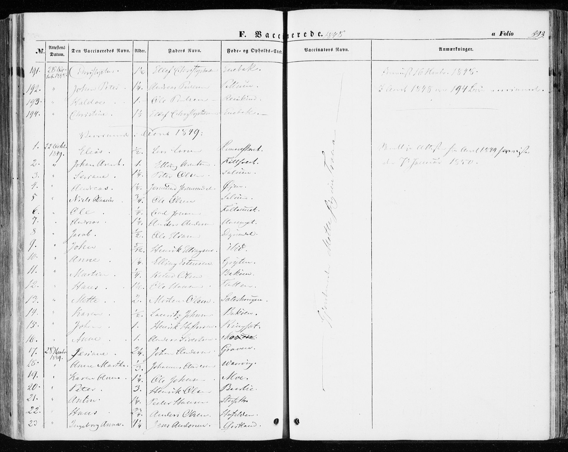 Ministerialprotokoller, klokkerbøker og fødselsregistre - Sør-Trøndelag, SAT/A-1456/646/L0611: Parish register (official) no. 646A09, 1848-1857, p. 393