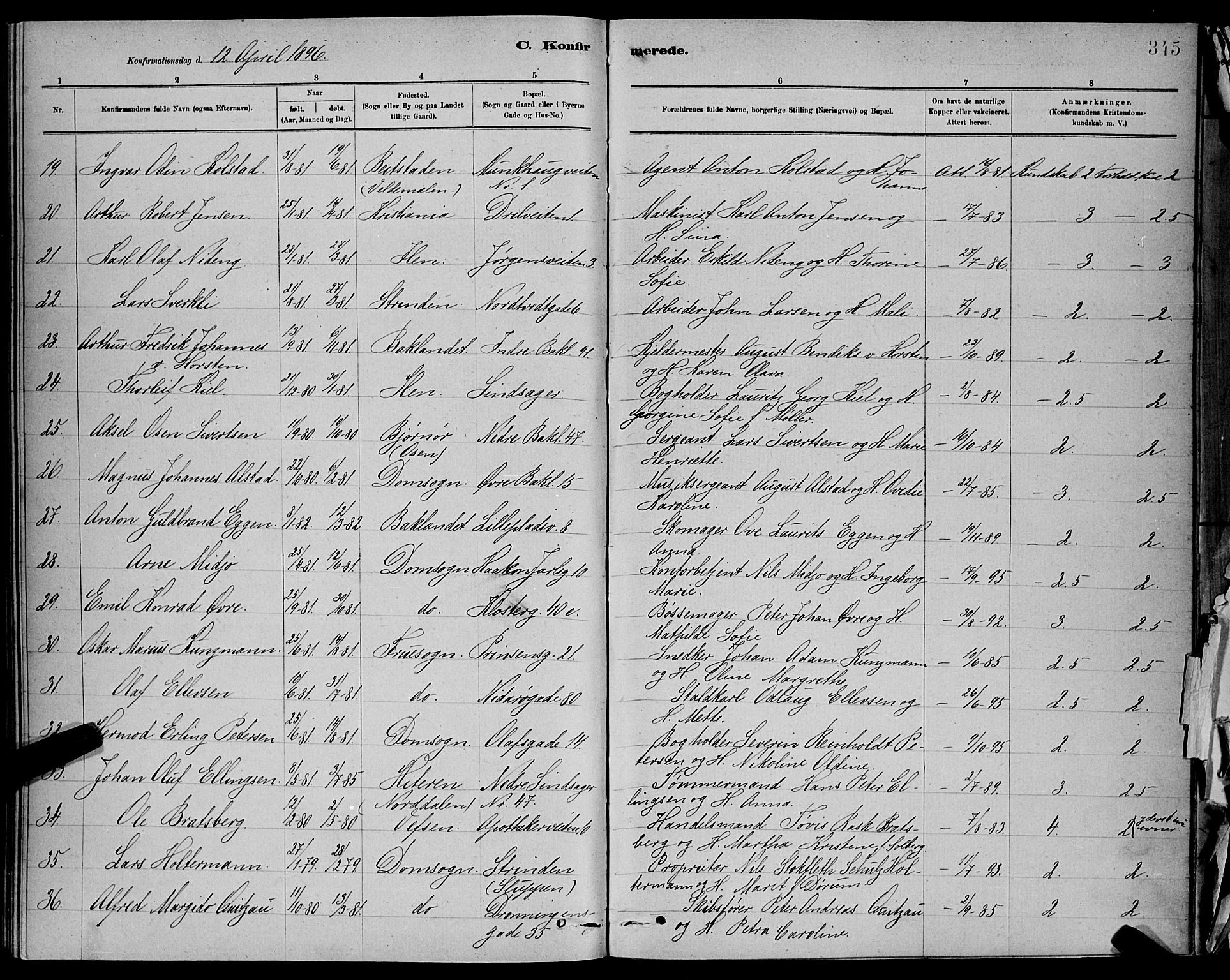 Ministerialprotokoller, klokkerbøker og fødselsregistre - Sør-Trøndelag, SAT/A-1456/601/L0092: Parish register (copy) no. 601C10, 1884-1897, p. 345