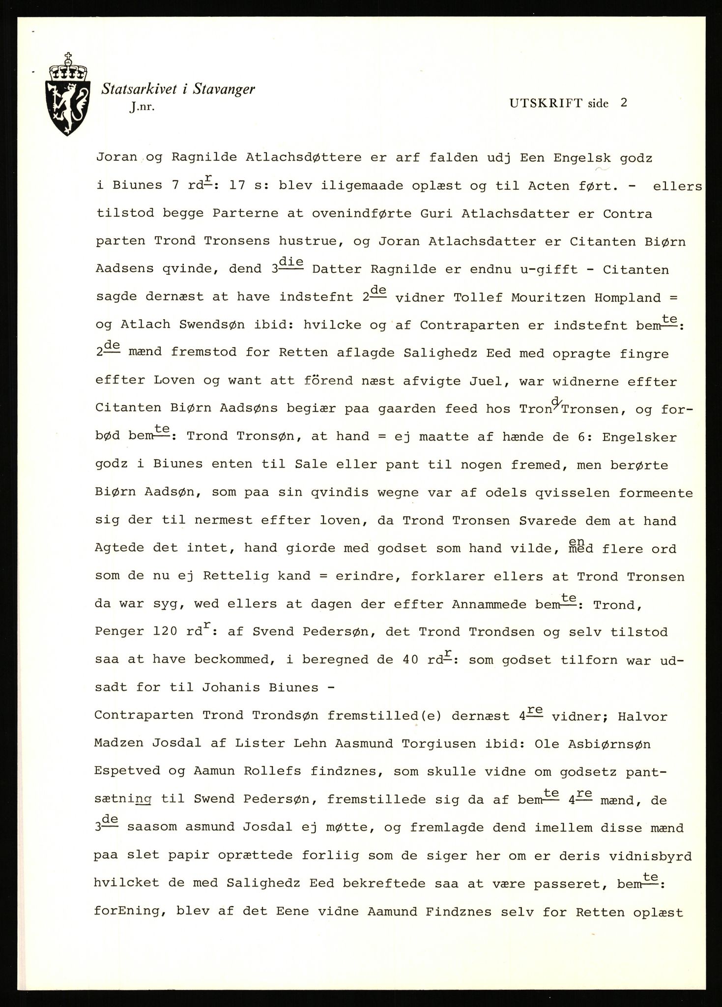 Statsarkivet i Stavanger, SAST/A-101971/03/Y/Yj/L0103: Avskrifter fra Vest-Agder sortert etter gårdsnavn: Bjunes - Kulien, 1750-1930, p. 4