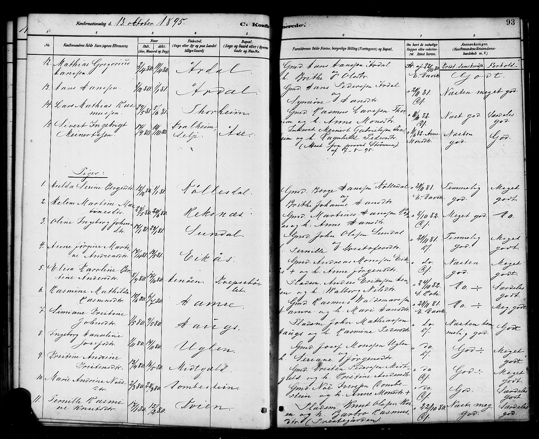 Davik sokneprestembete, AV/SAB-A-79701/H/Haa/Haab/L0001: Parish register (official) no. B 1, 1882-1900, p. 93