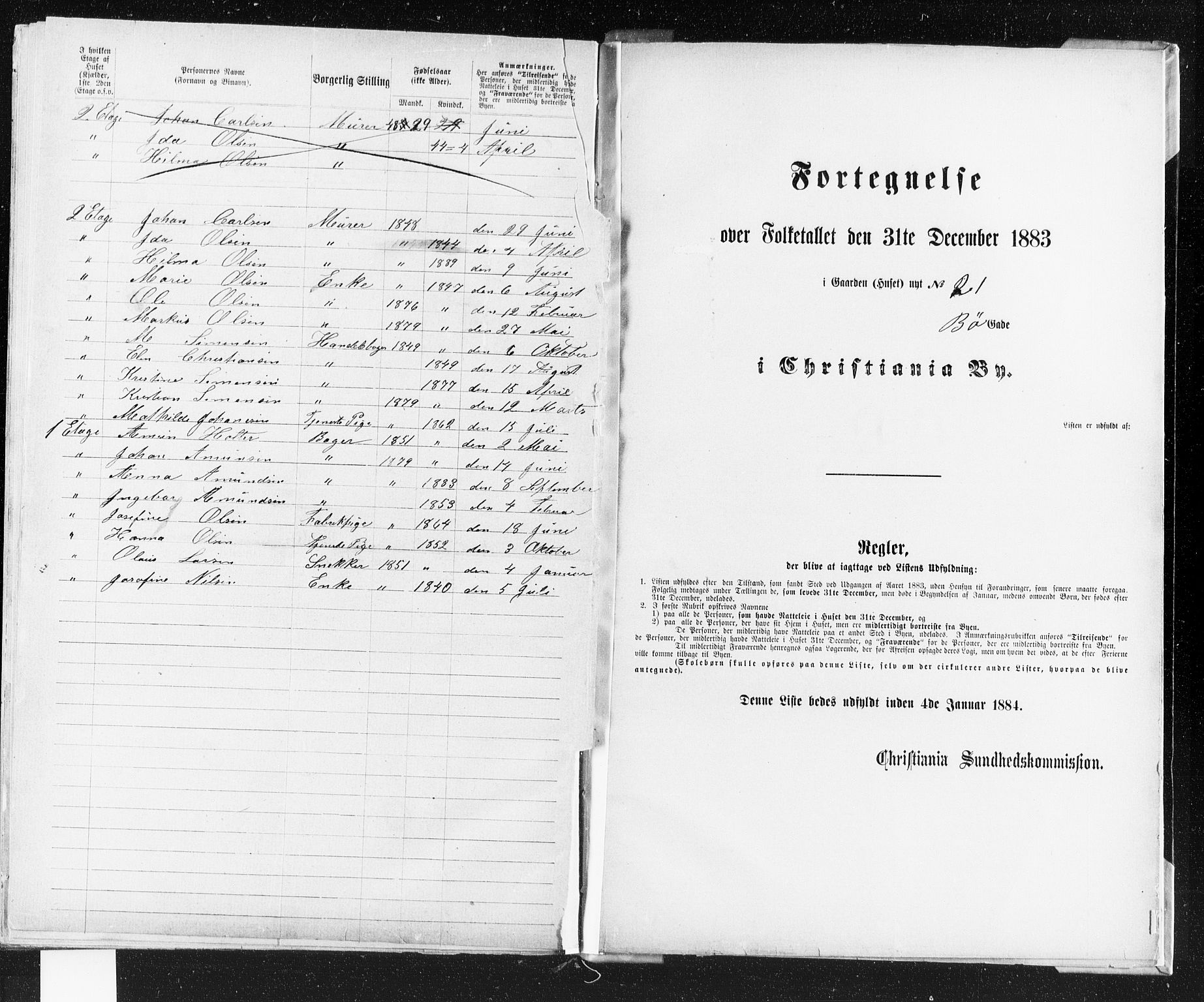 OBA, Municipal Census 1883 for Kristiania, 1883, p. 614