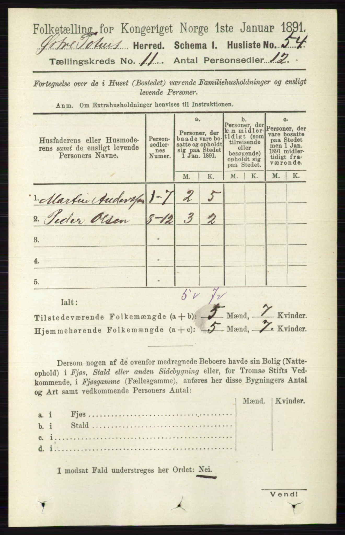 RA, 1891 census for 0528 Østre Toten, 1891, p. 6863