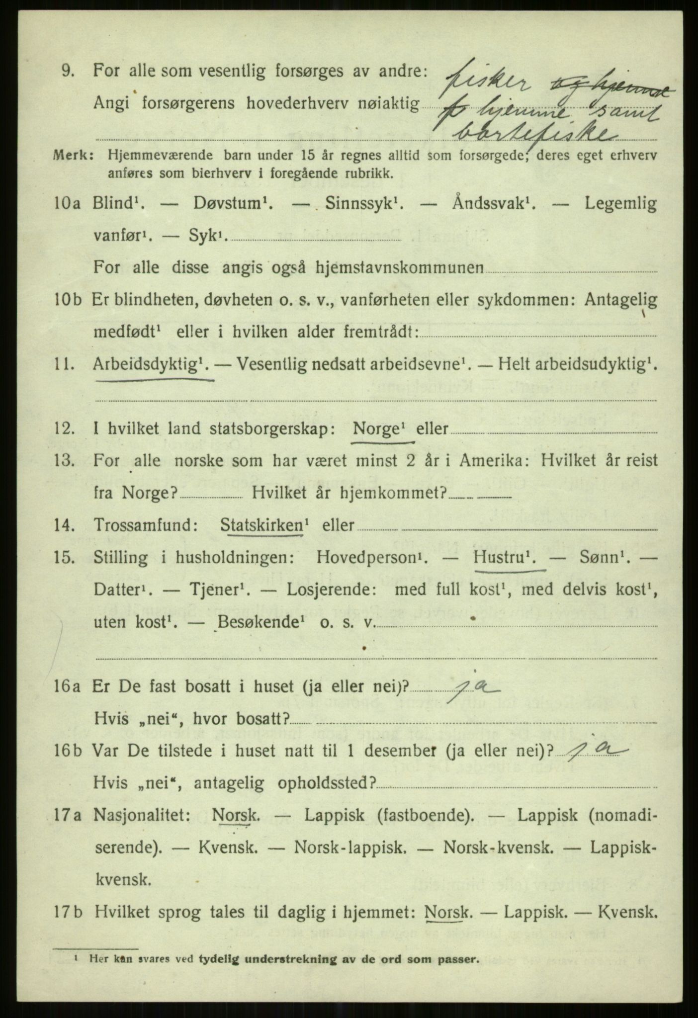 SATØ, 1920 census for Karlsøy, 1920, p. 5226