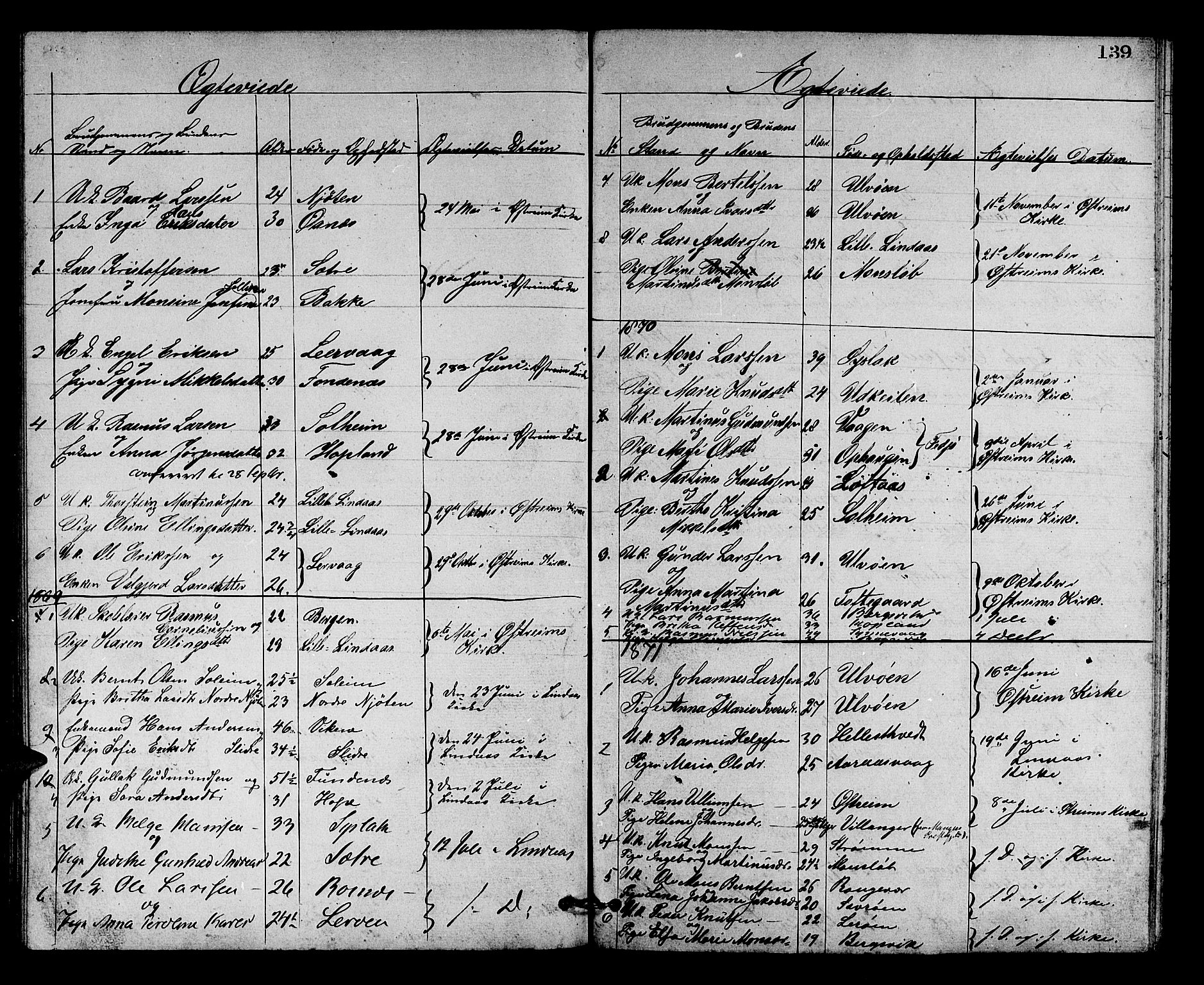 Lindås Sokneprestembete, SAB/A-76701/H/Hab: Parish register (copy) no. C 2, 1868-1885, p. 139