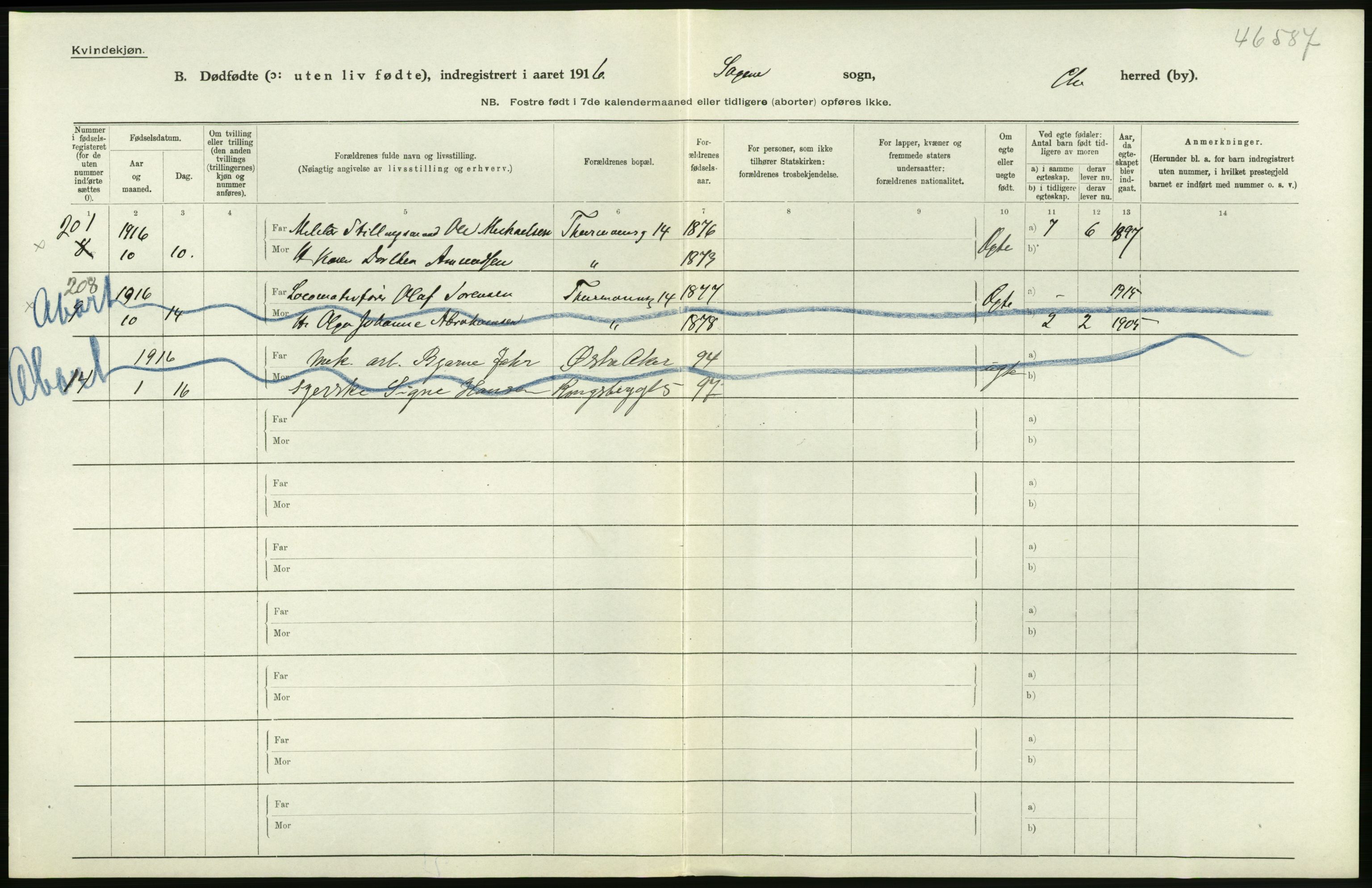 Statistisk sentralbyrå, Sosiodemografiske emner, Befolkning, AV/RA-S-2228/D/Df/Dfb/Dfbf/L0010: Kristiania: Døde, dødfødte., 1916, p. 524