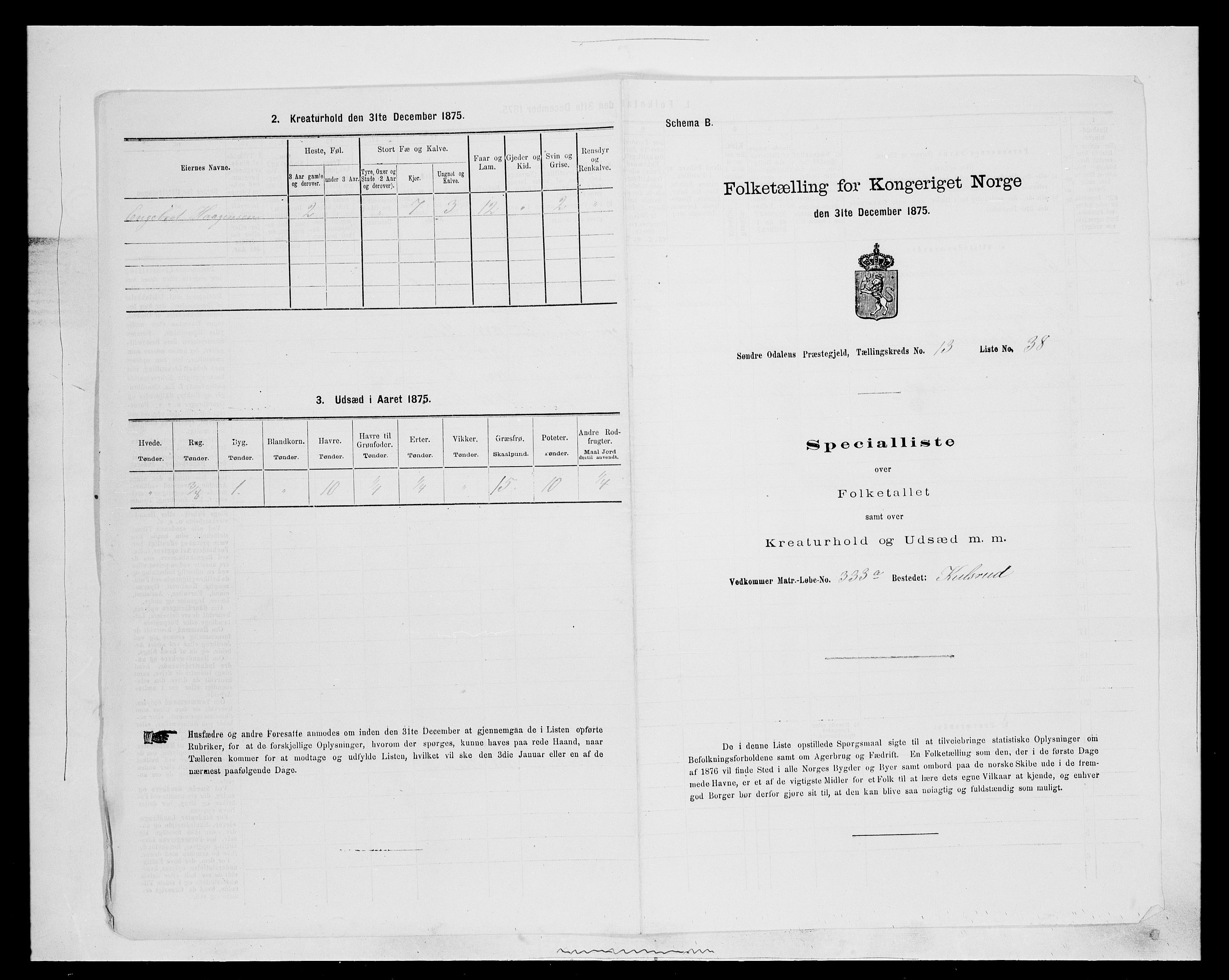 SAH, 1875 census for 0419P Sør-Odal, 1875, p. 1321